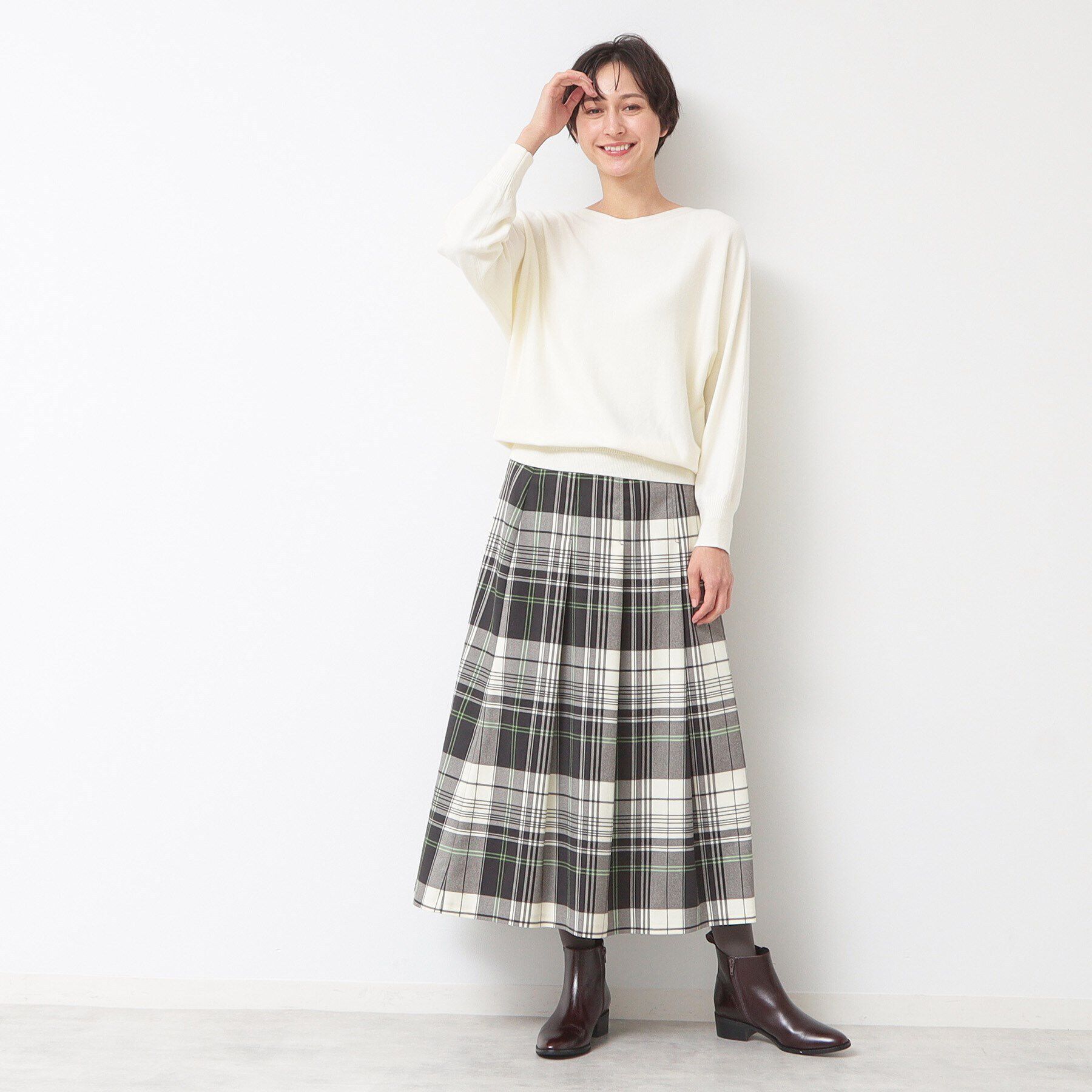 Dessin「【洗える】チェック柄タックプリーツスカート(XS~L)」|スカート|