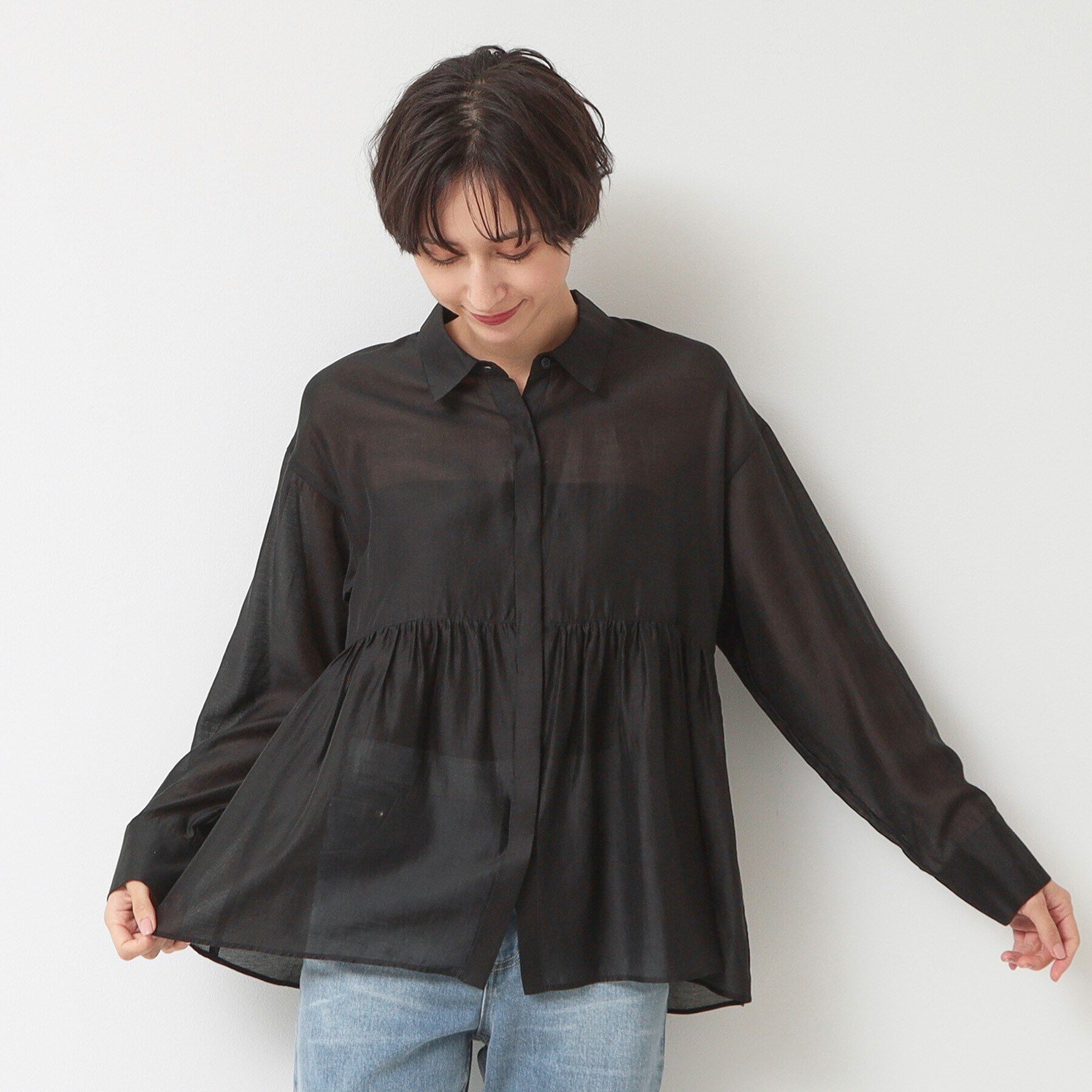 Dessin「【洗える】シアーペプラムシャツ（S～L）」|シャツ・ブラウス|