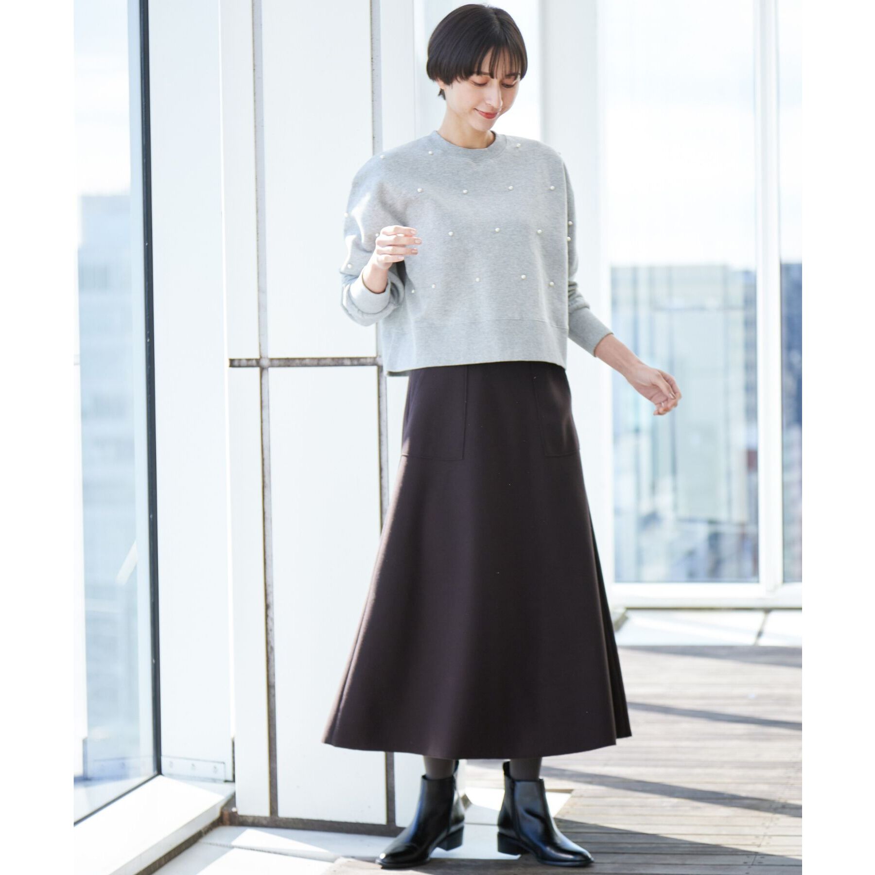 Dessin「【7色展開・後ろゴム】フレアメルトンスカート（XS～L）」|スカート|