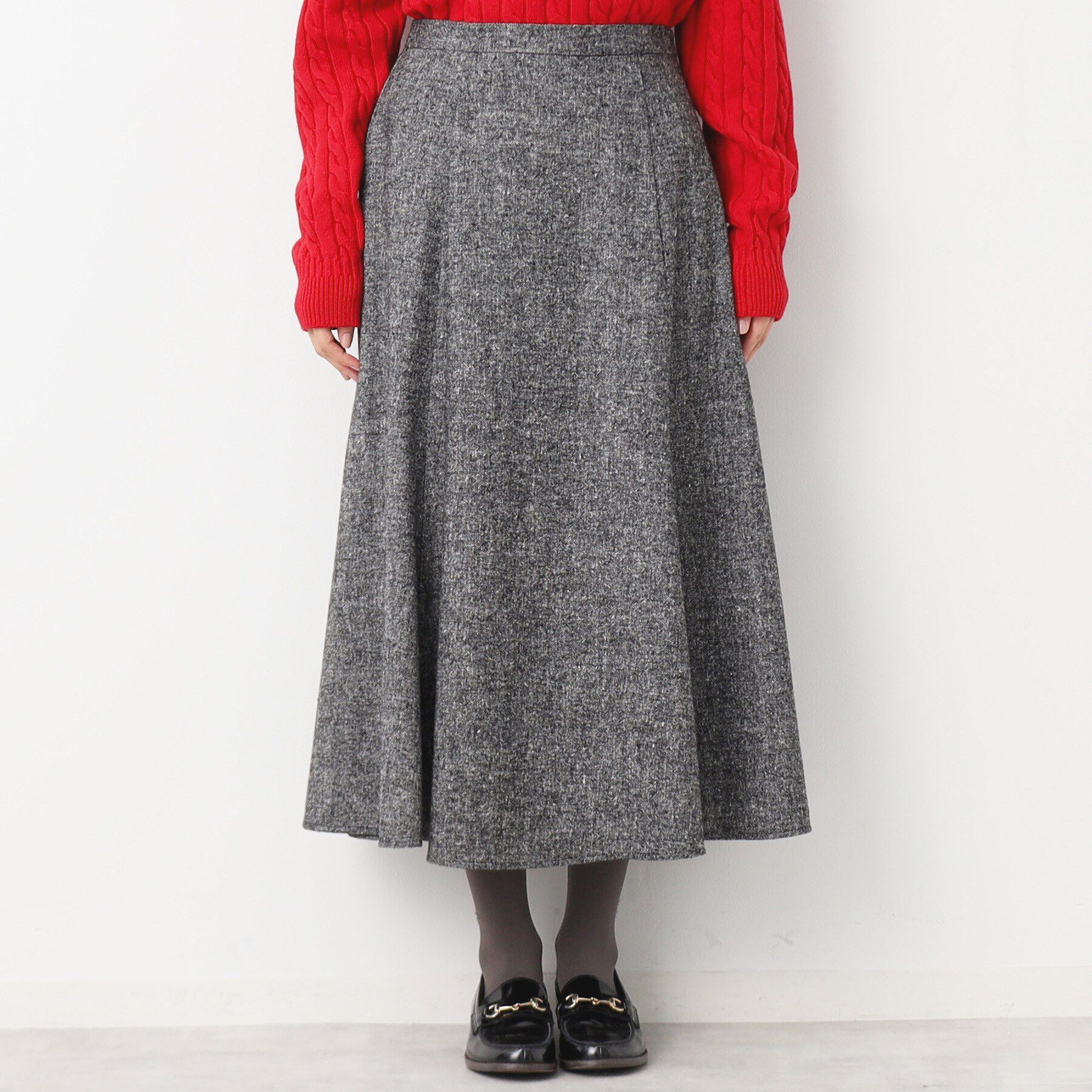 Dessin「【後ろゴム・洗える】ツイード切り替えフレアスカート（XS～L）」|スカート|