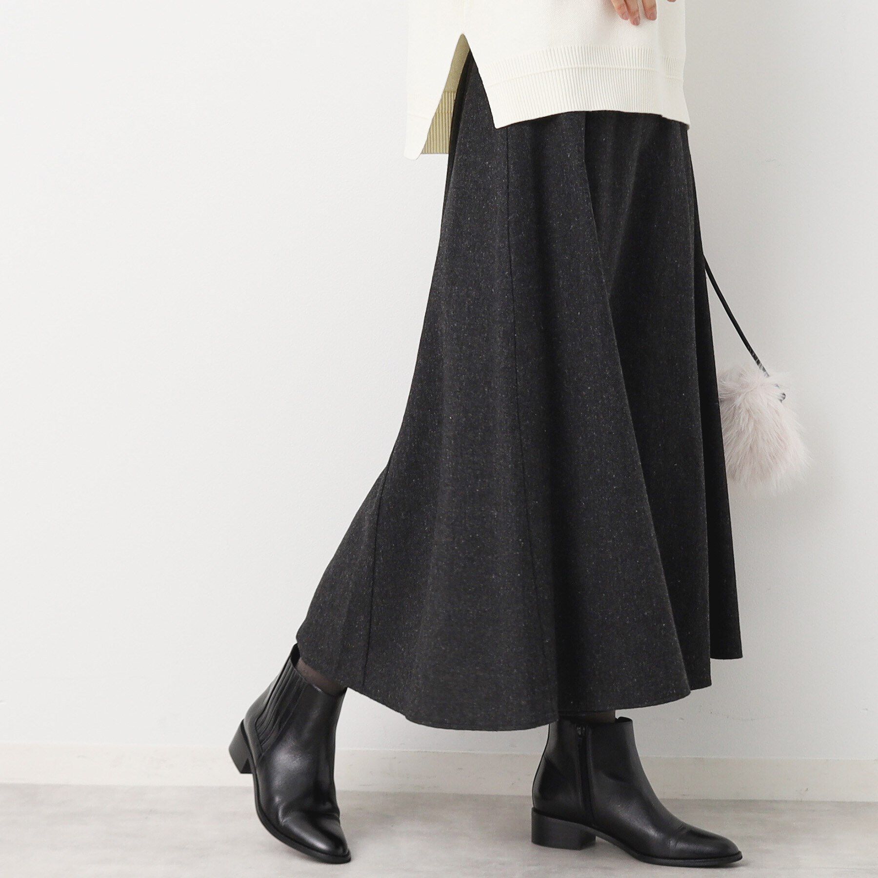 Dessin「【後ろゴム・洗える】ツイード切り替えフレアスカート（XS～L）」|スカート|