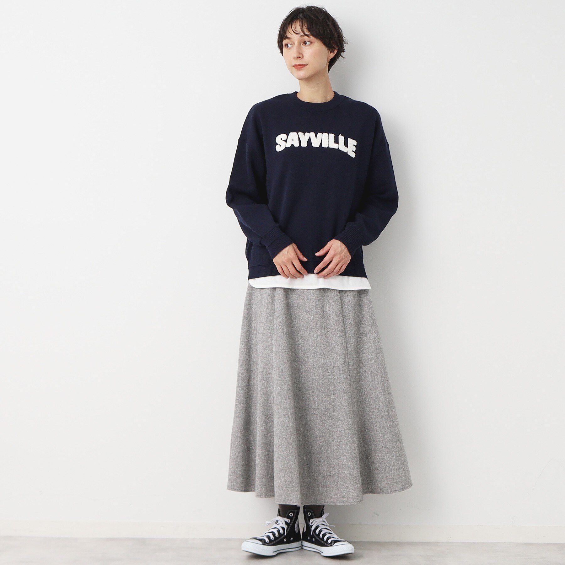 Dessin「【後ろゴム・洗える】ツイード切り替えフレアスカート（XS～L）」|スカート|