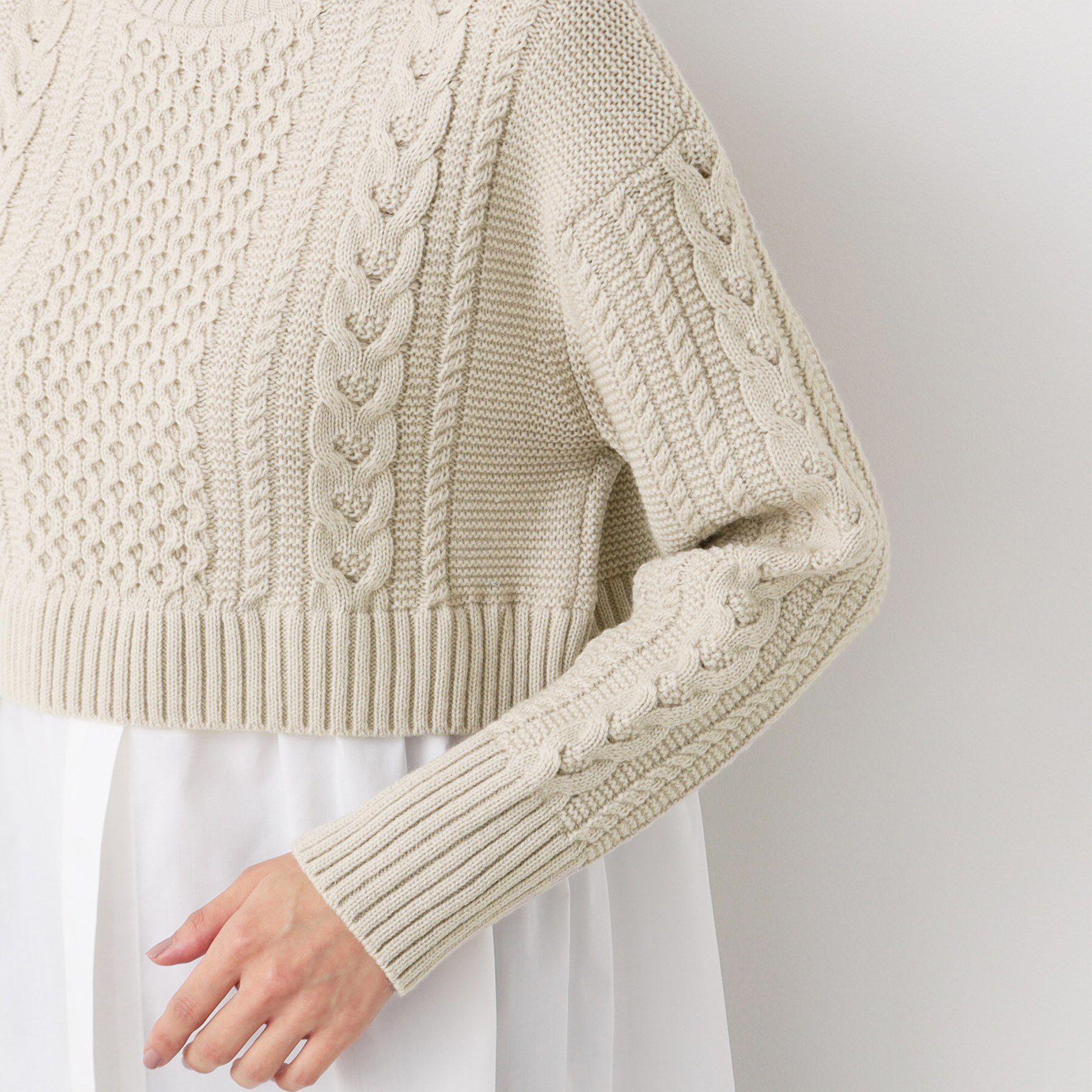 Dessin「【洗える】シャツ付きレイヤードケーブルニット」|ニット・セーター|