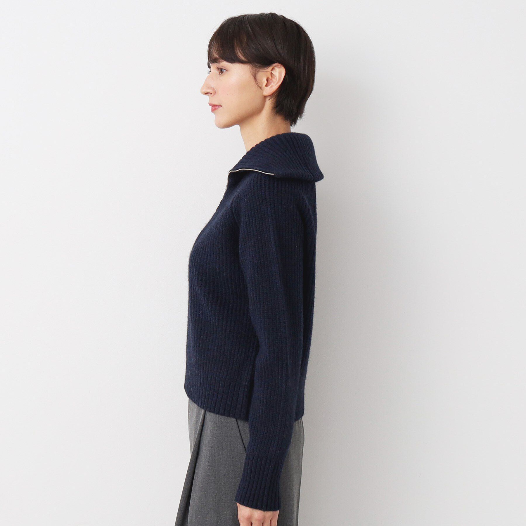 Dessin「【洗える】クロップド丈ハーフジップニット」|ニット・セーター|
