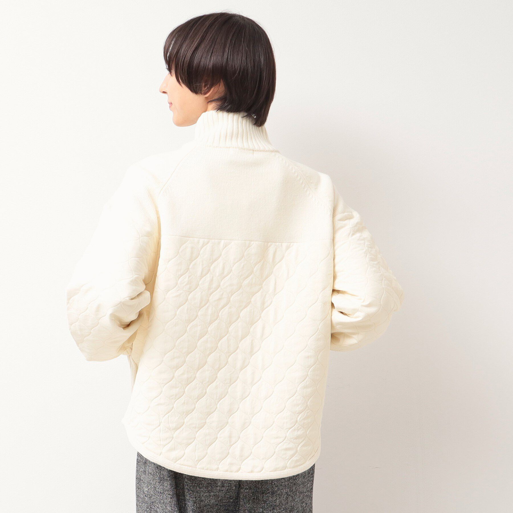 Dessin「【洗える】キルト付きジップアップカーディガン」|ブルゾン・スタジャン|