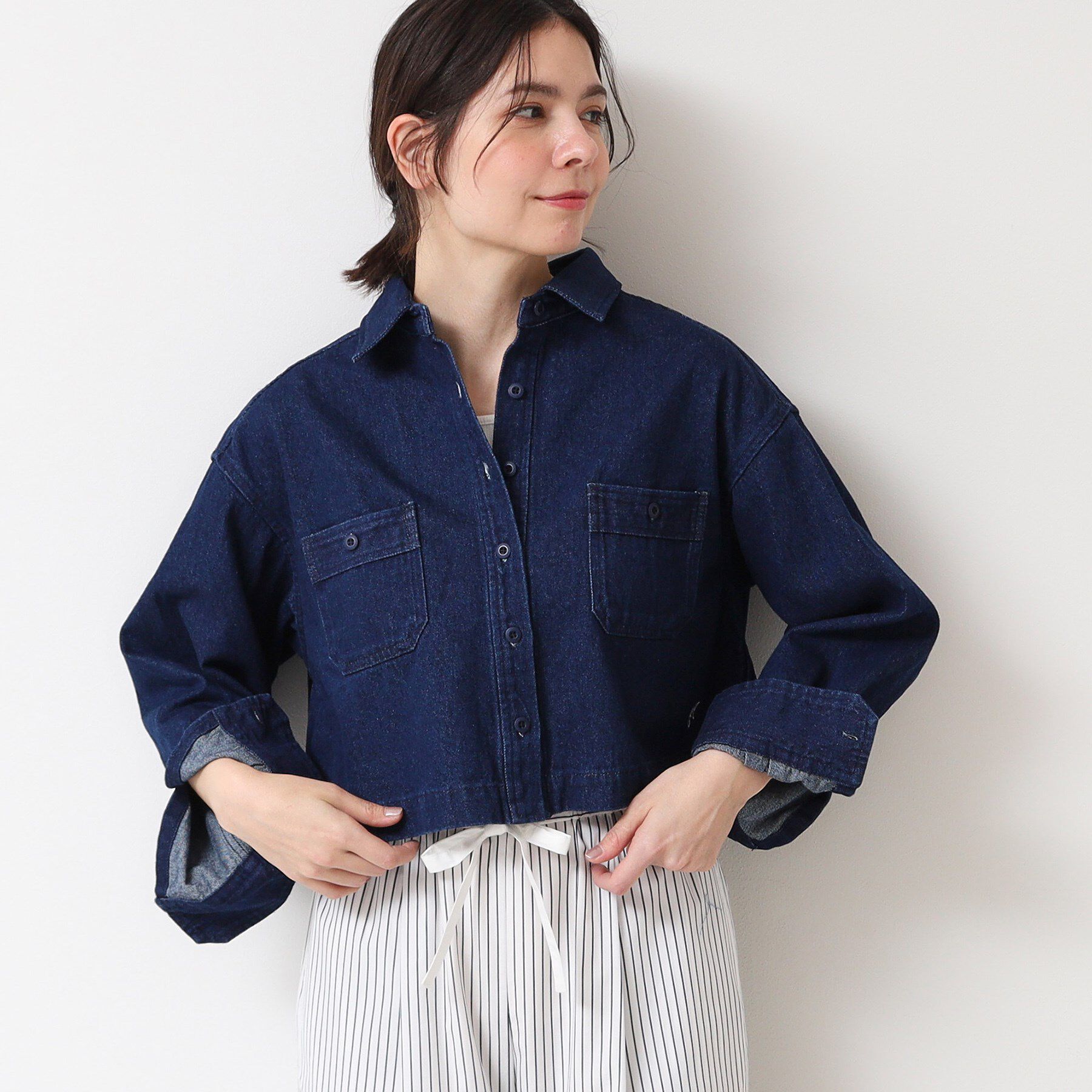 Dessin「【洗える】クロップドデニムジャケット」|デニムジャケット|