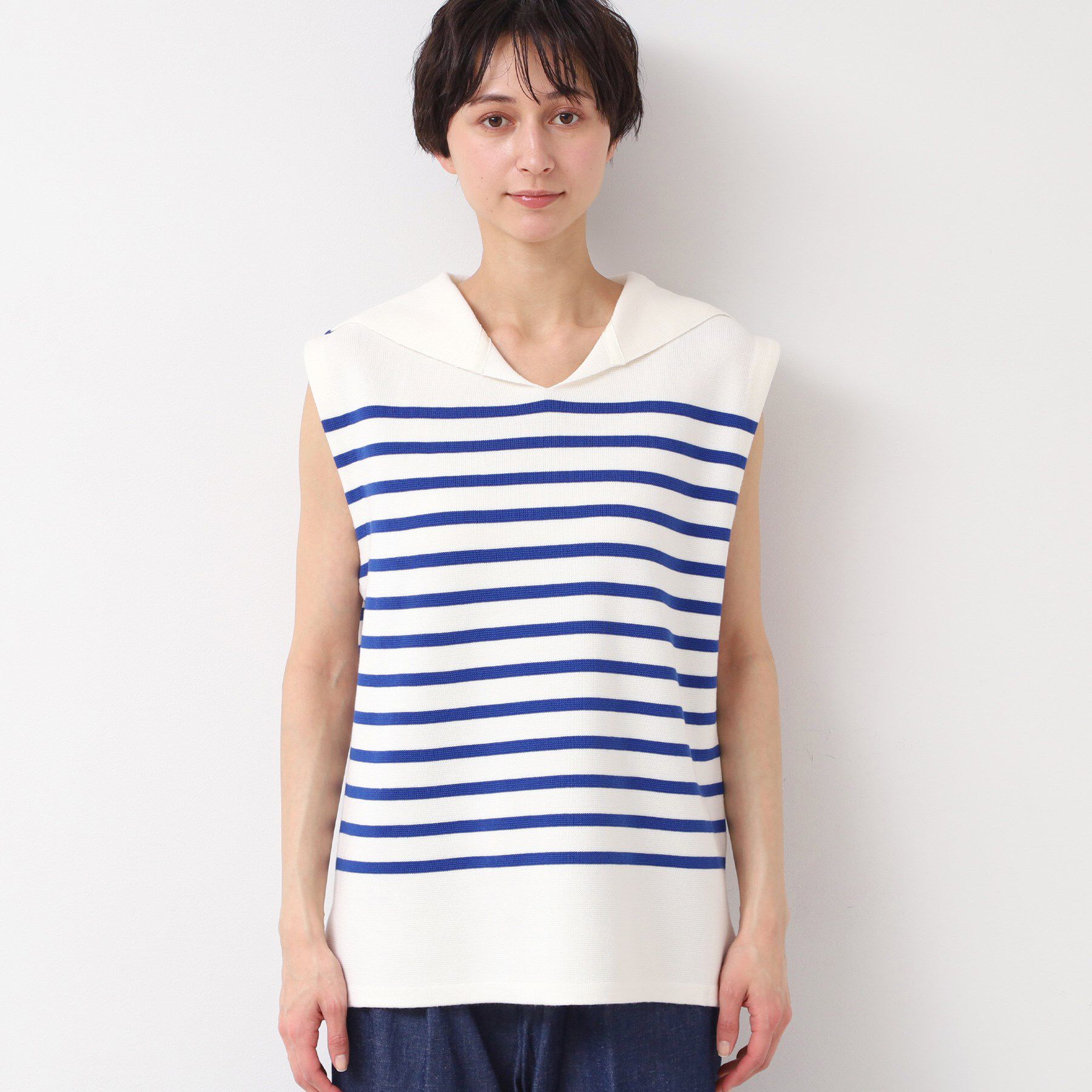 Dessin「【洗える】セーラーカラーボーダーニット」|ニット・セーター|