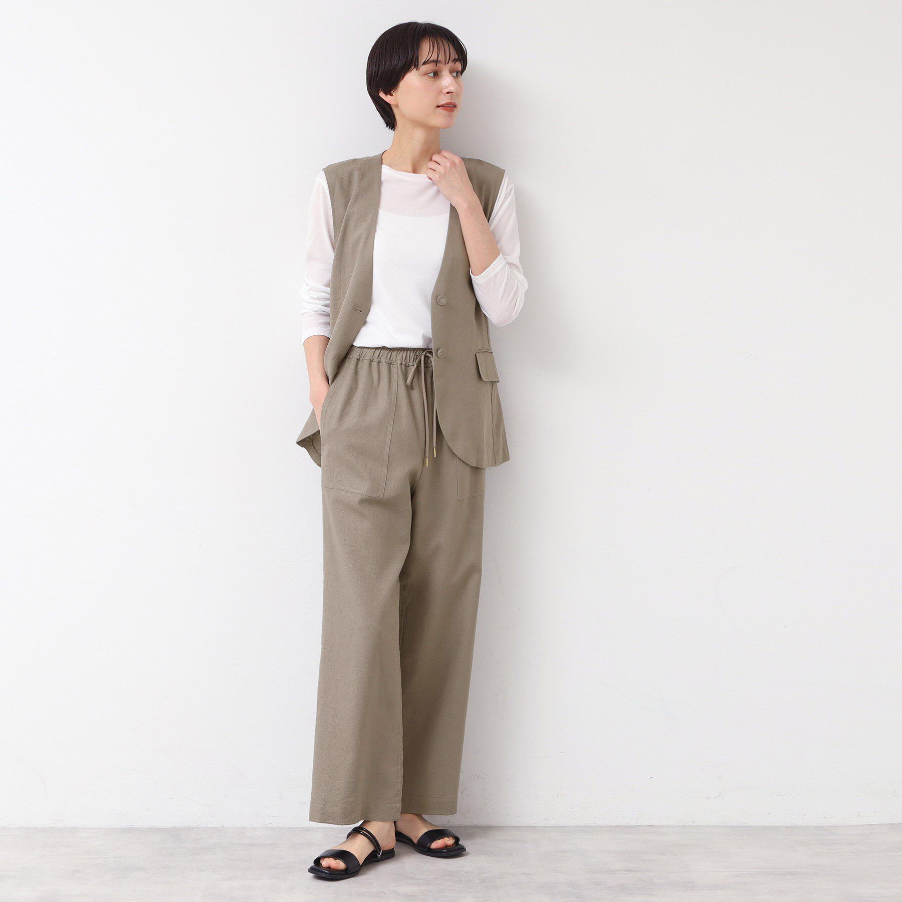 Dessin「【セットアップ可能・ウエストゴム・洗える】リネンブレンドポケット付パンツ（S～L）」|その他|