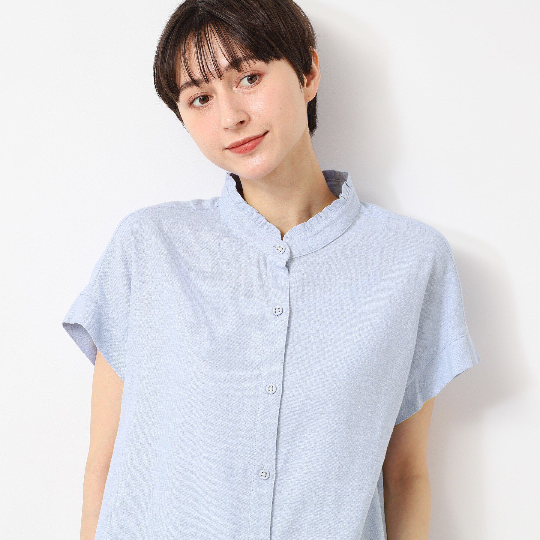 Dessin「【洗える】フリルネックシャツ（XS～L）」|シャツ・ブラウス|