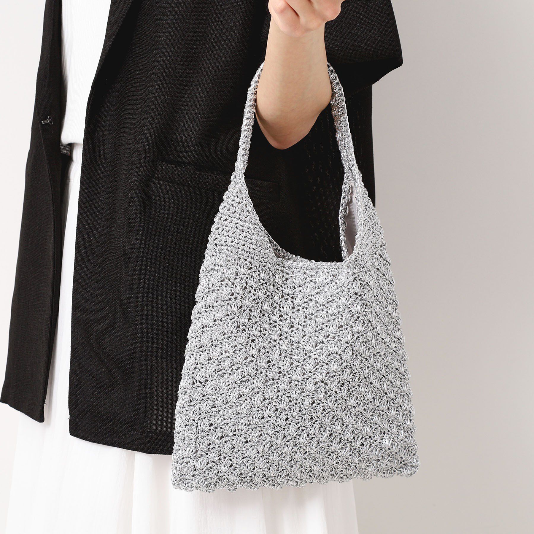 Dessin「【軽量】メタリックヤーンワンハンドルバッグ」|トートバッグ|シルバー(006)