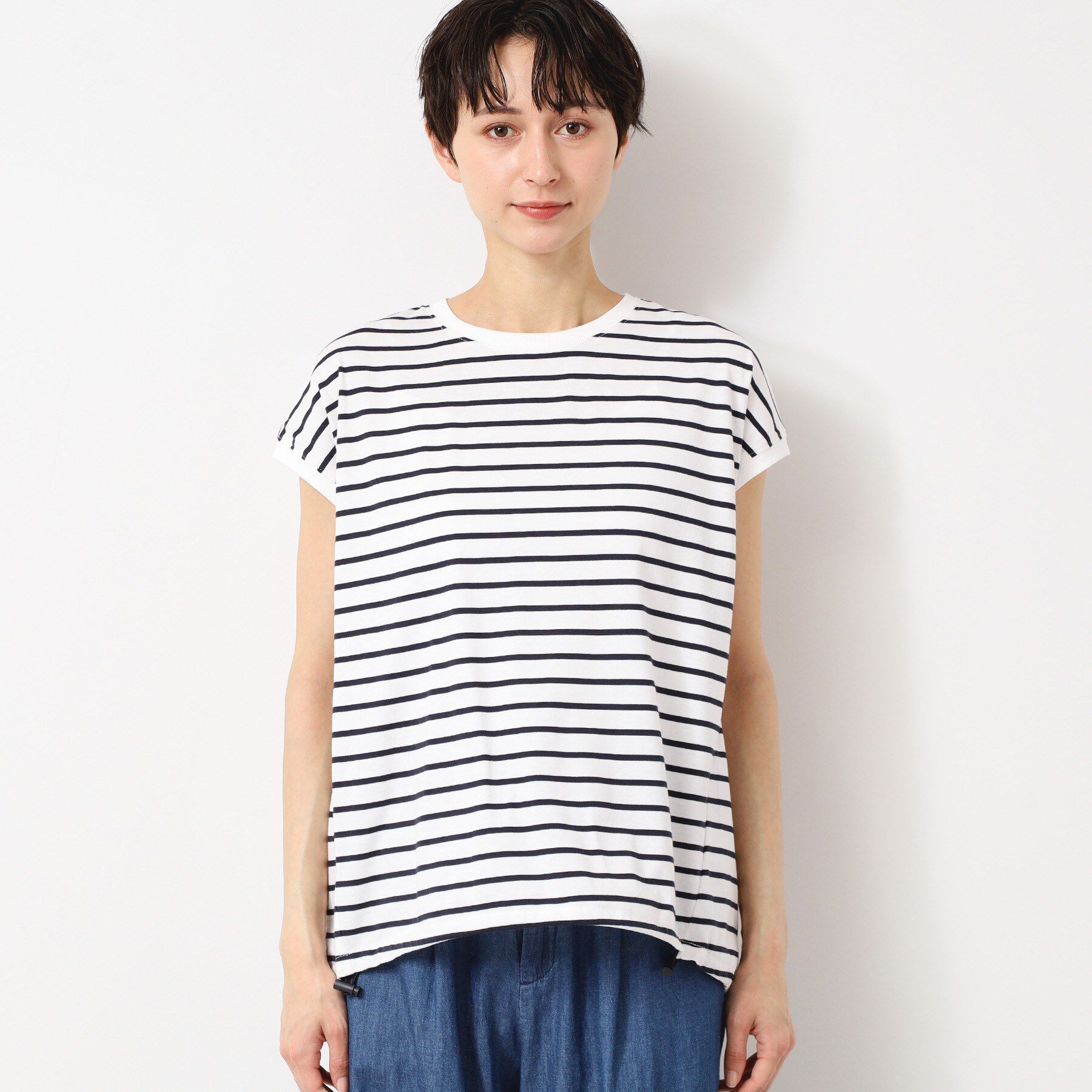 Dessin「【洗える・UV】ドローコード付きフレンチスリーブカットソー」|Tシャツ・カットソー|