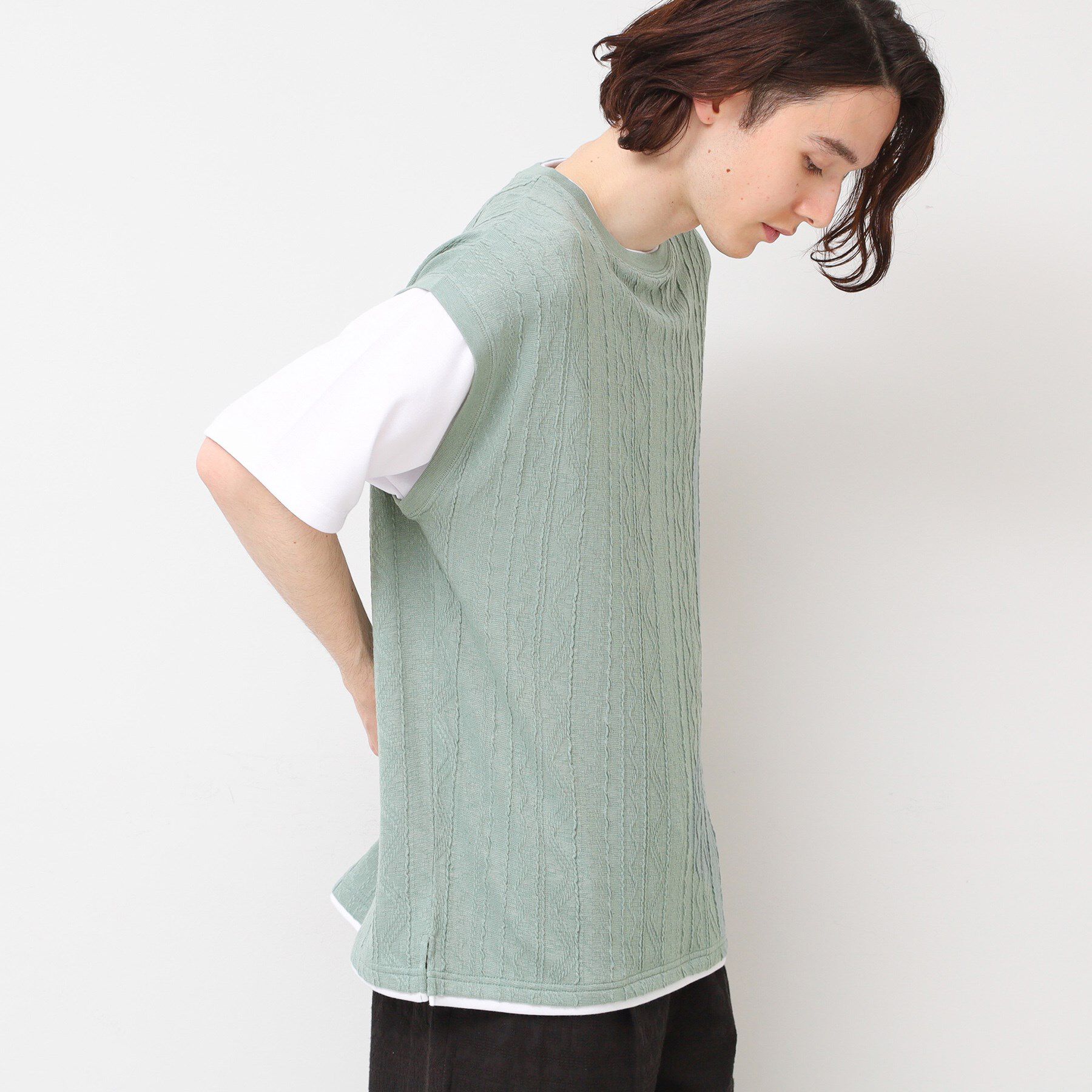 Dessin「【洗える】ベストレイヤードライクTシャツ」|Tシャツ・カットソー|