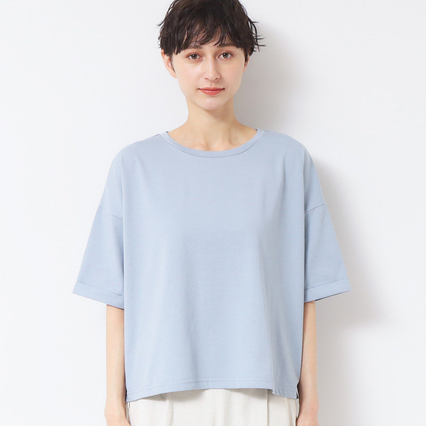 Dessin「【二の腕カバー/接触冷感/UV】ロールアップスリーブTシャツ（XS～L）」|Tシャツ・カットソー|