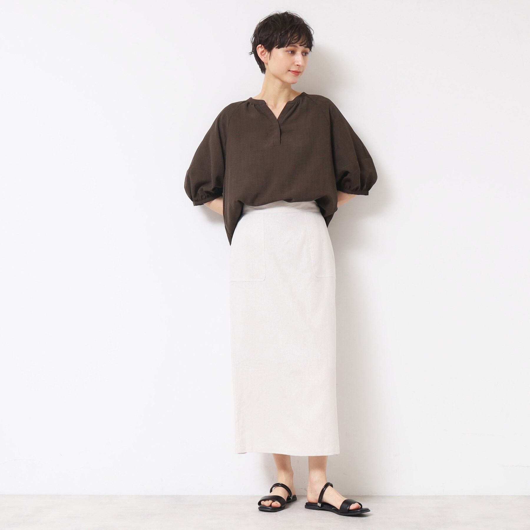 Dessin「【洗える】スキッパ―五分袖ブラウス（XS～L）」|シャツ・ブラウス|