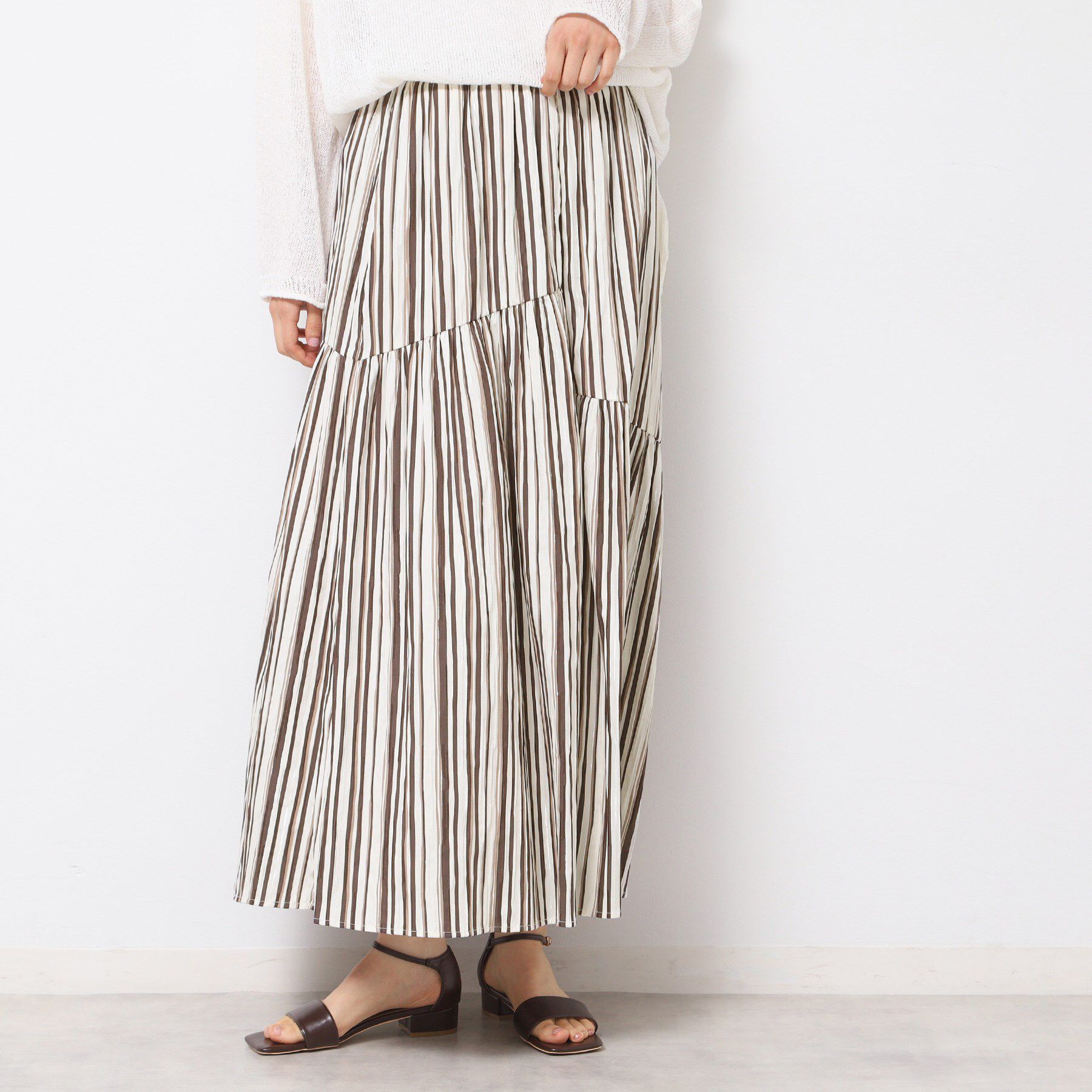 Dessin「◆【ウエストゴム・洗える】ストライプ柄切り替えスカート」|スカート|