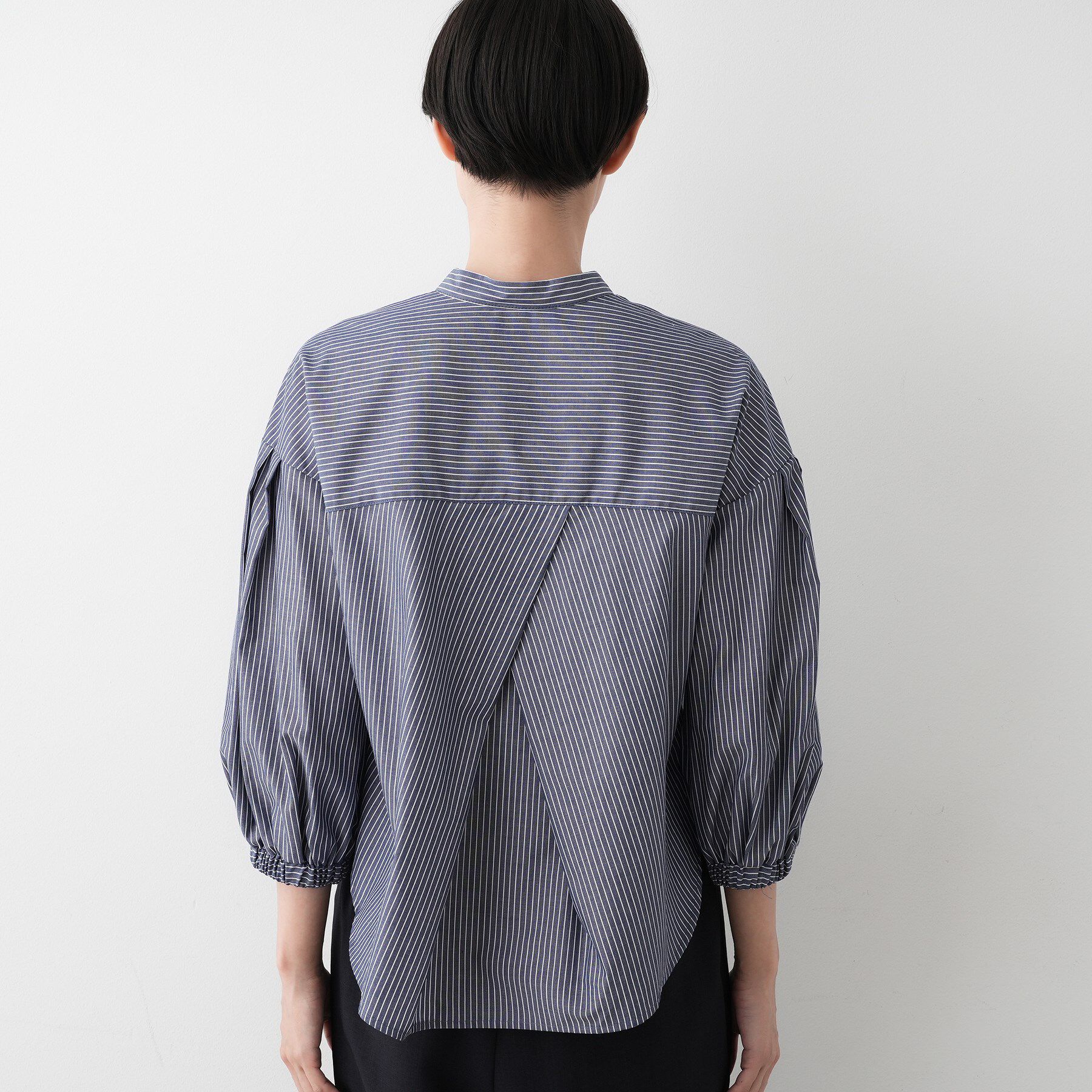 Dessin「【洗える】ストライプギャザー袖ブラウス」|シャツ・ブラウス|