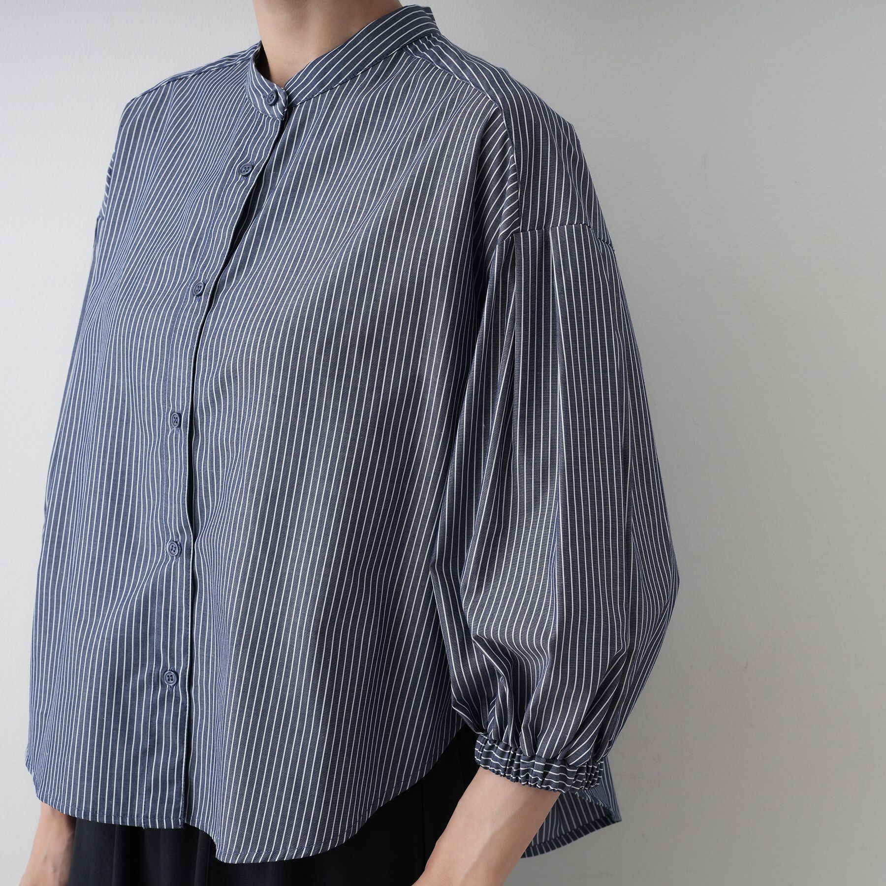 Dessin「【洗える】ストライプギャザー袖ブラウス」|シャツ・ブラウス|