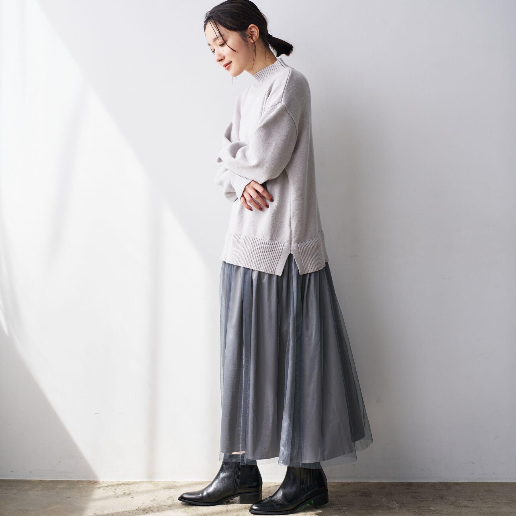 Dessin「【洗える】ニットチュールドッキングワンピース」|ワンピース|