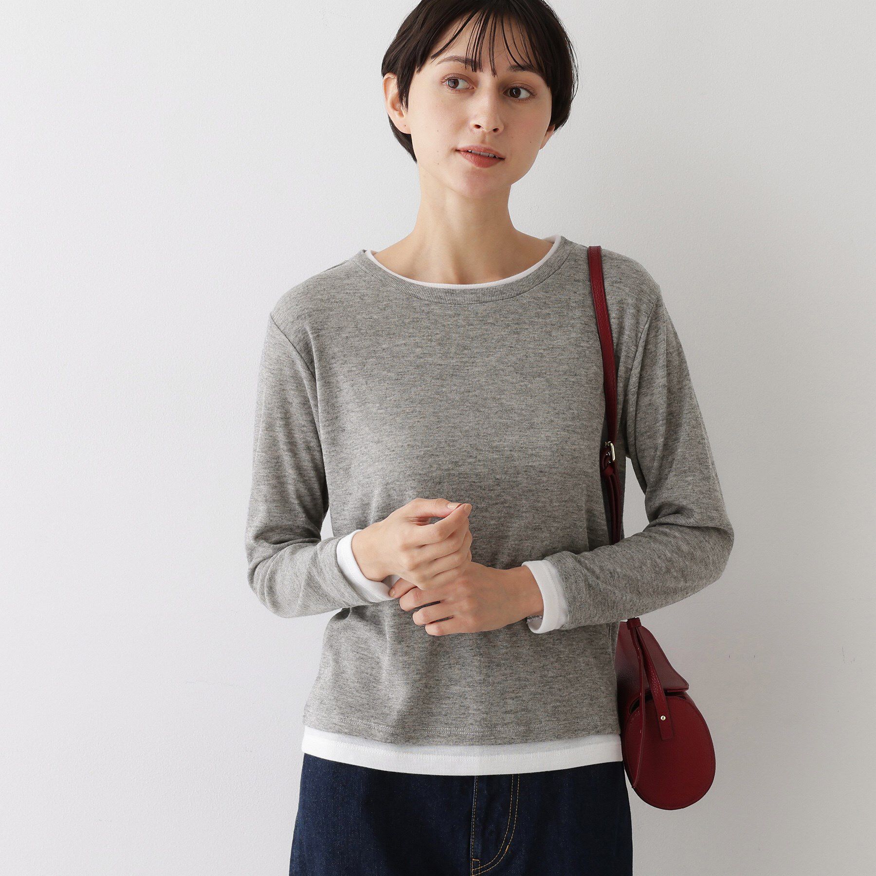 Dessin「【洗える】バイカラーシアーリブカットソー」|Tシャツ・カットソー|