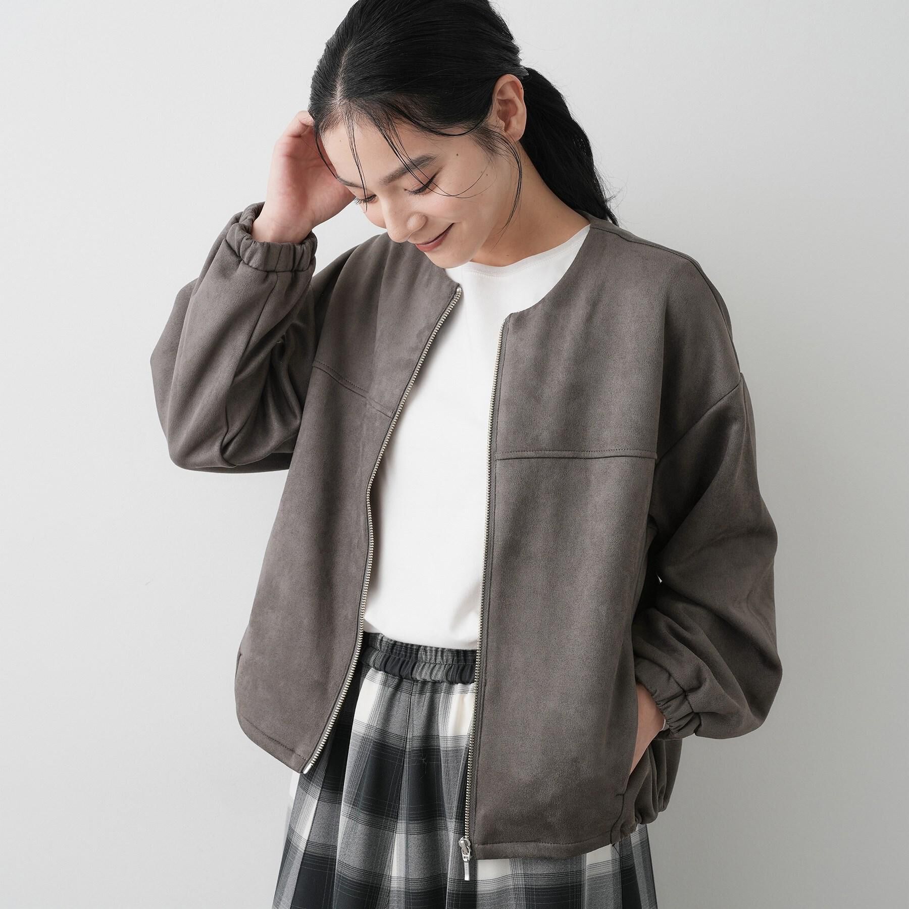 Dessin「【セットアップ可・洗える】マシュマロスウェードジップブルゾン」|ブルゾン・スタジャン|