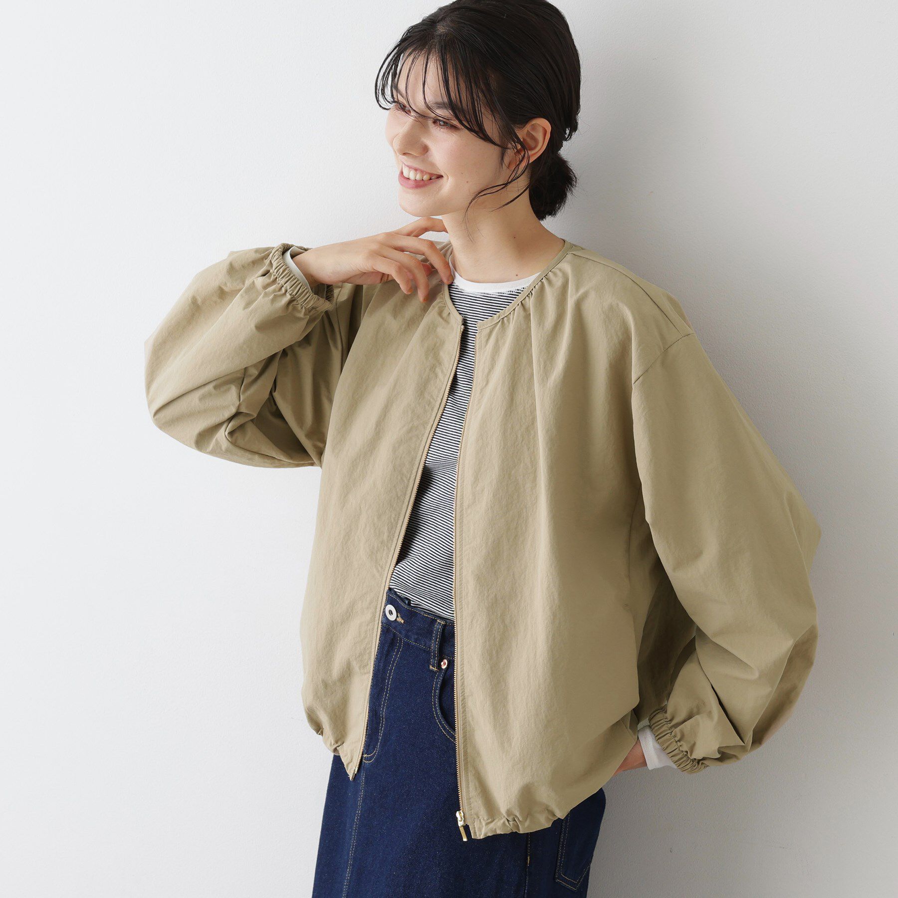 Dessin「【撥水・洗える】クルーネックブルゾン」|ブルゾン・スタジャン|