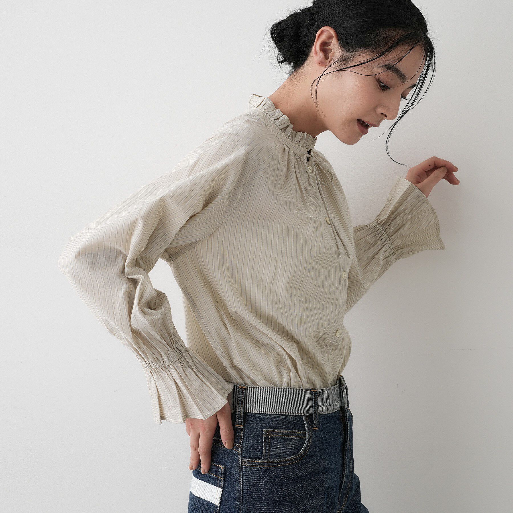 Dessin「【洗える】フリルネックシャツ」|シャツ・ブラウス|