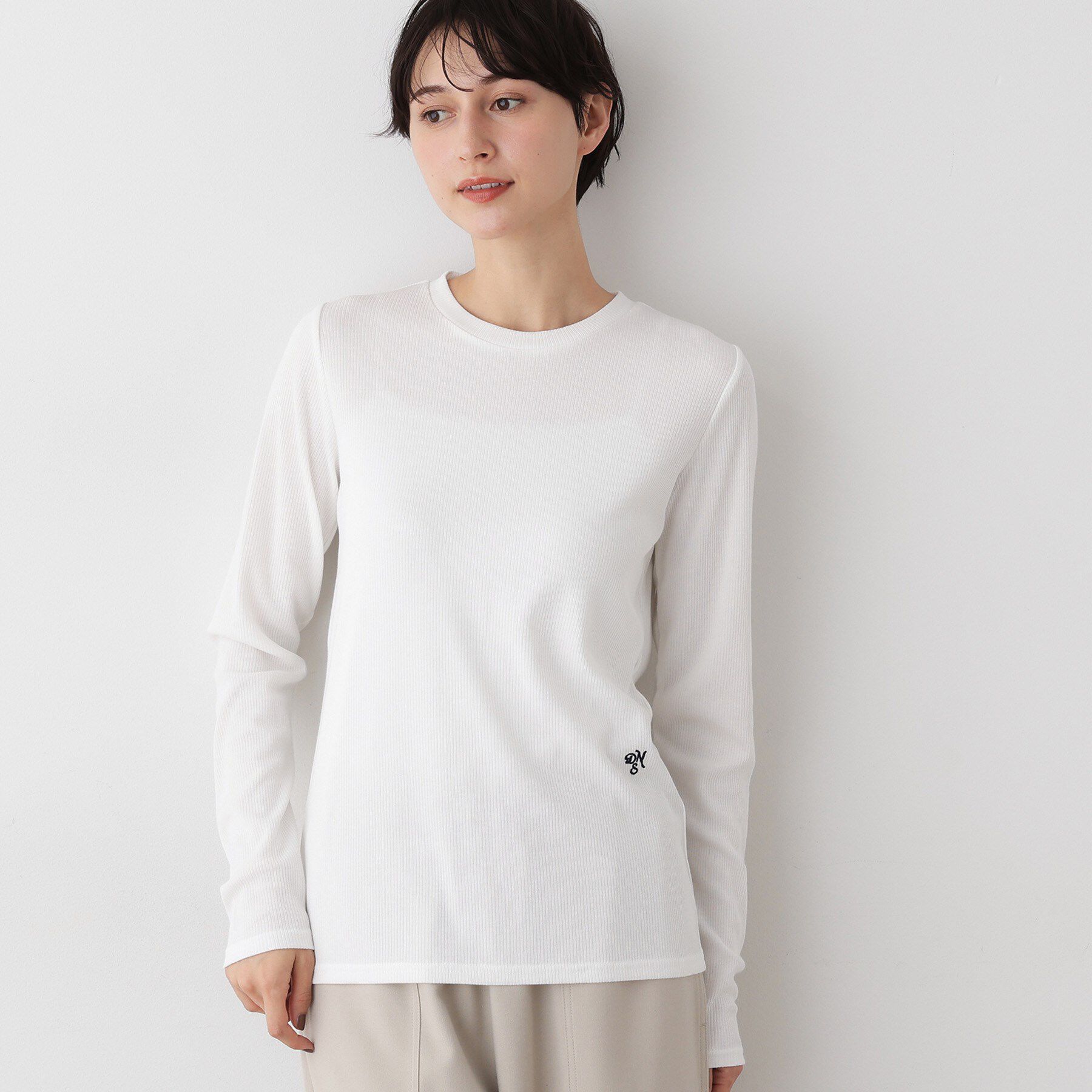 Dessin「【吸湿発熱/抗菌防臭】ジンジャー混クルーネックプルオーバー」|Tシャツ・カットソー|ホワイト(002)