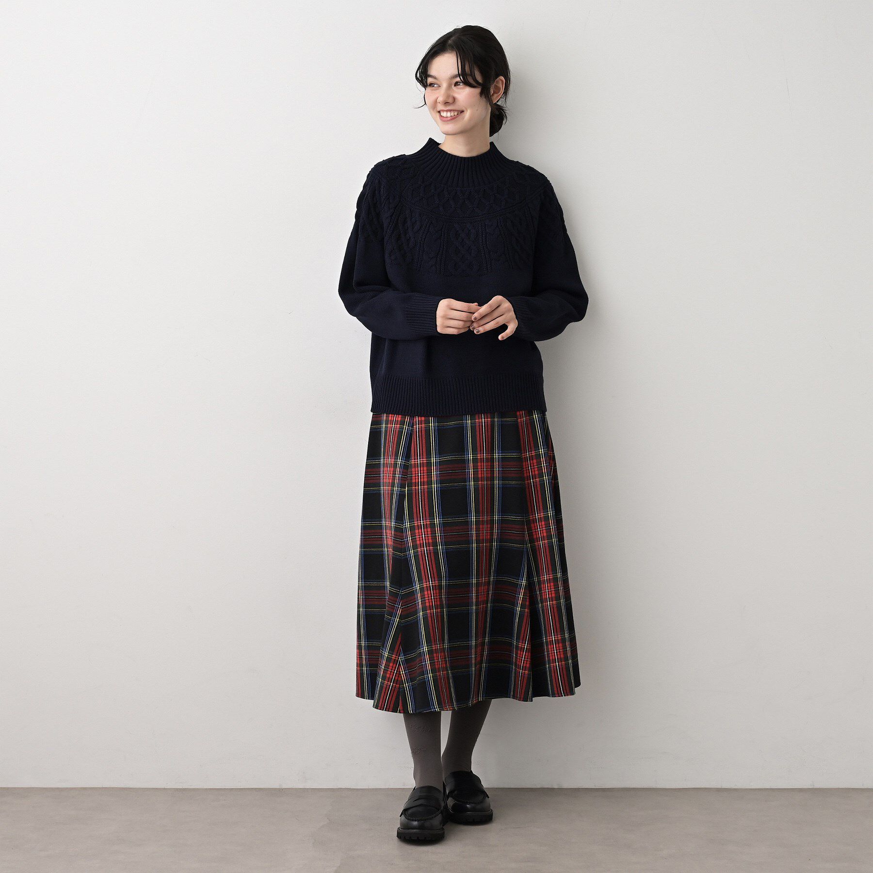 Dessin「【洗える】チェック柄起毛フレアスカート」|スカート|