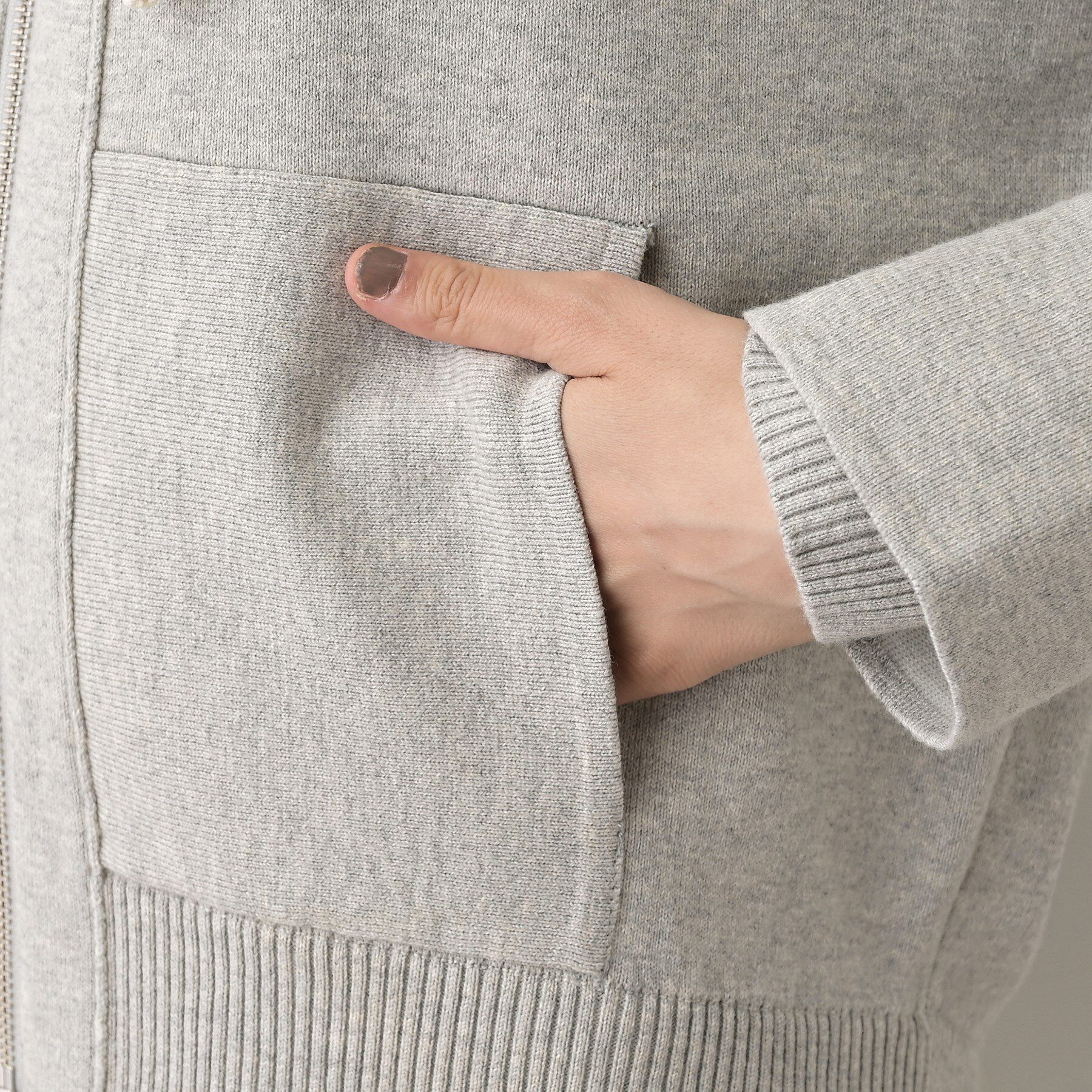 Dessin「【洗える】コットンカシミヤブレンドフードジップカーディガン」|パーカー|