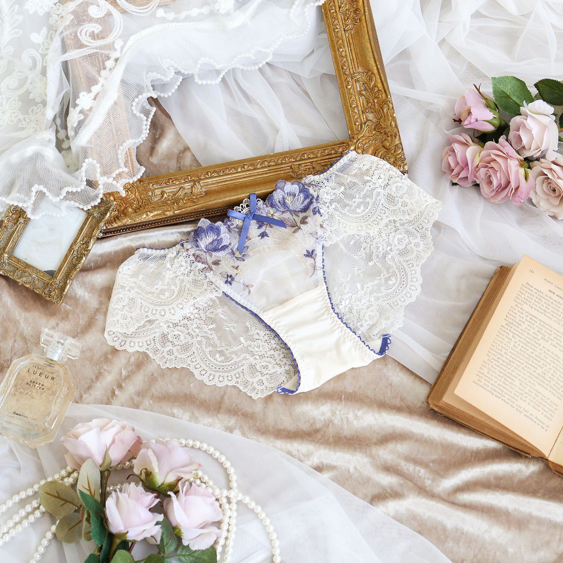 Risa Magli「サリー レースショーツ」|インナー|ブルー(092)