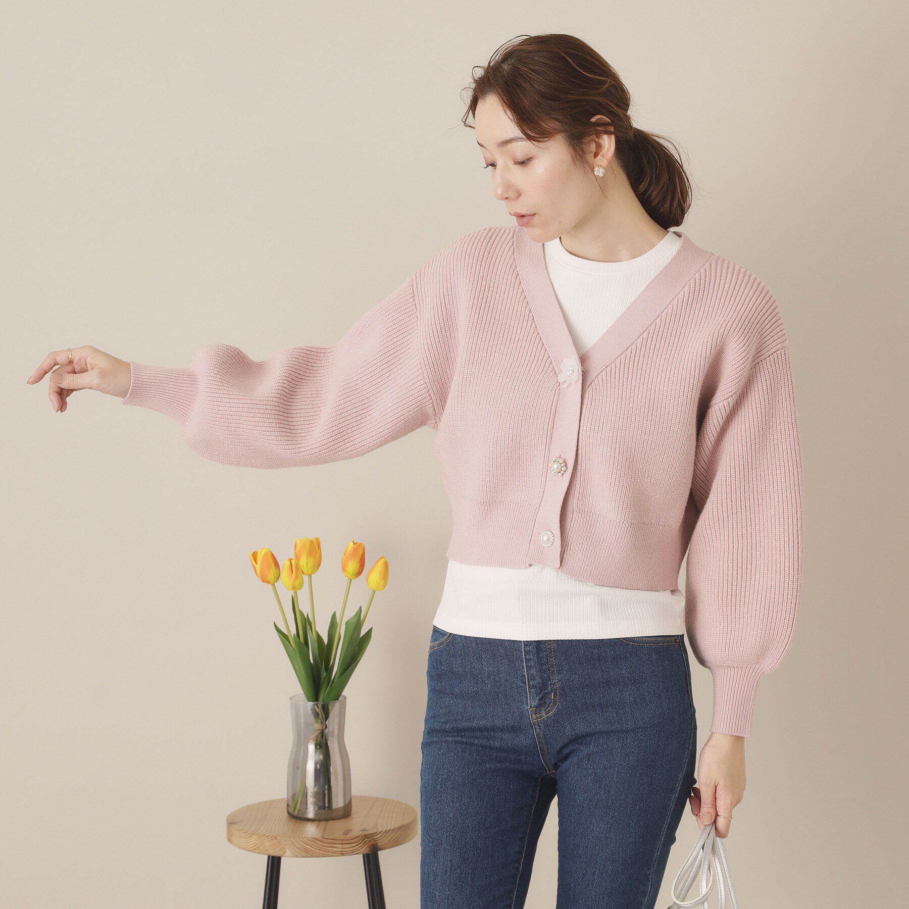 ITS&rsquo;DEMO「【手洗い可】アソートビジューボタンカーデ」|カーディガン|