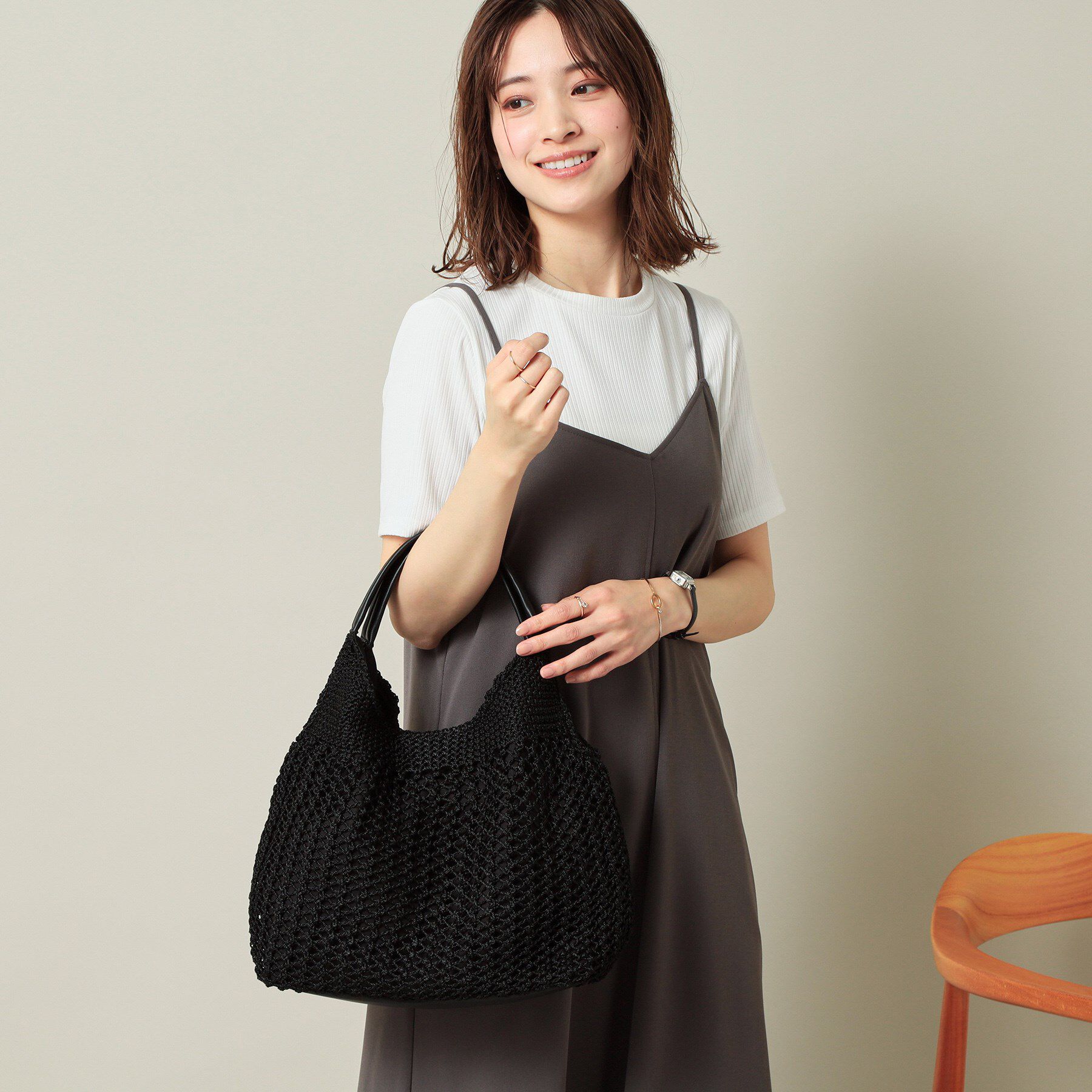 ITS&rsquo;DEMO「コード編みラウンドトート」|トートバッグ|