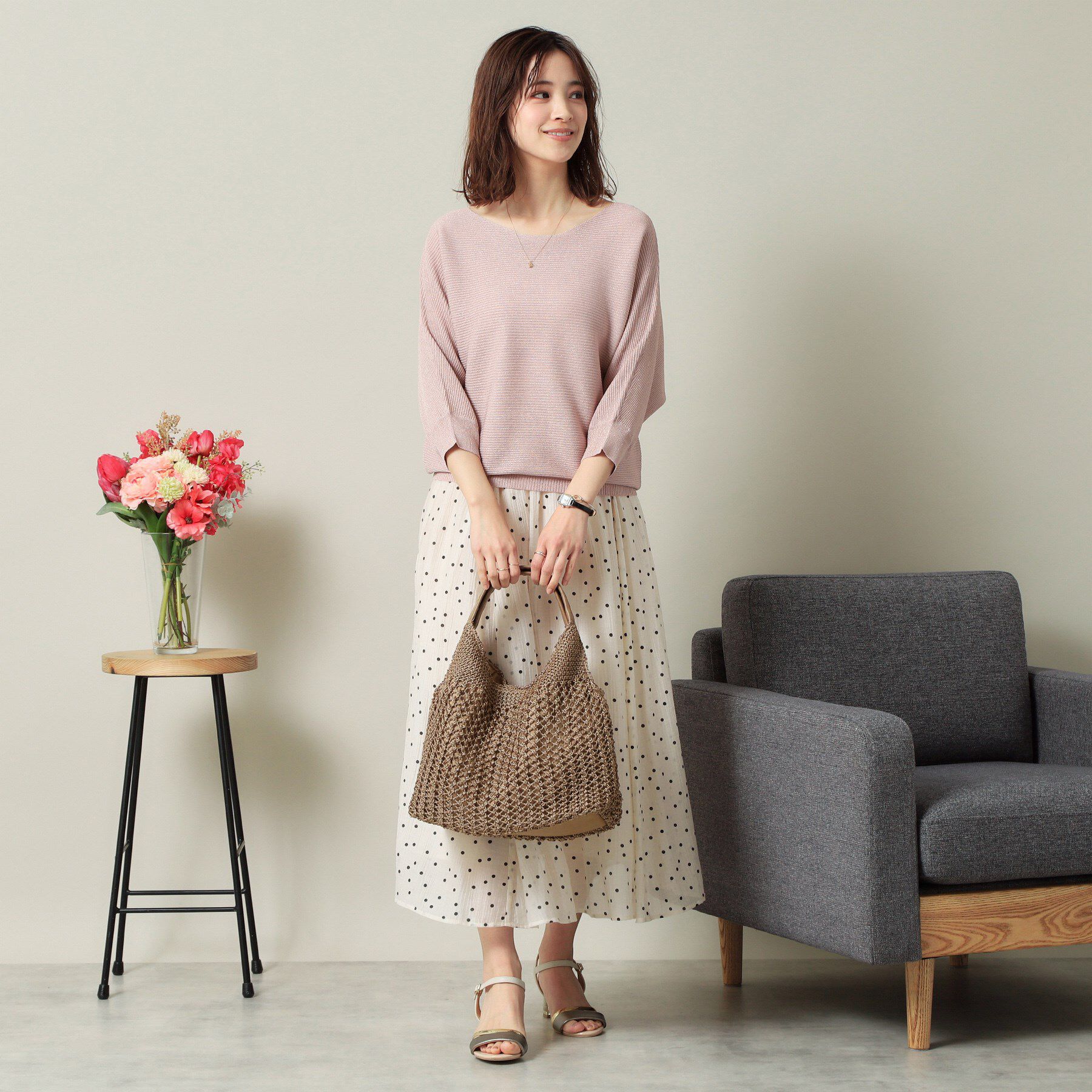 ITS&rsquo;DEMO「コード編みラウンドトート」|トートバッグ|