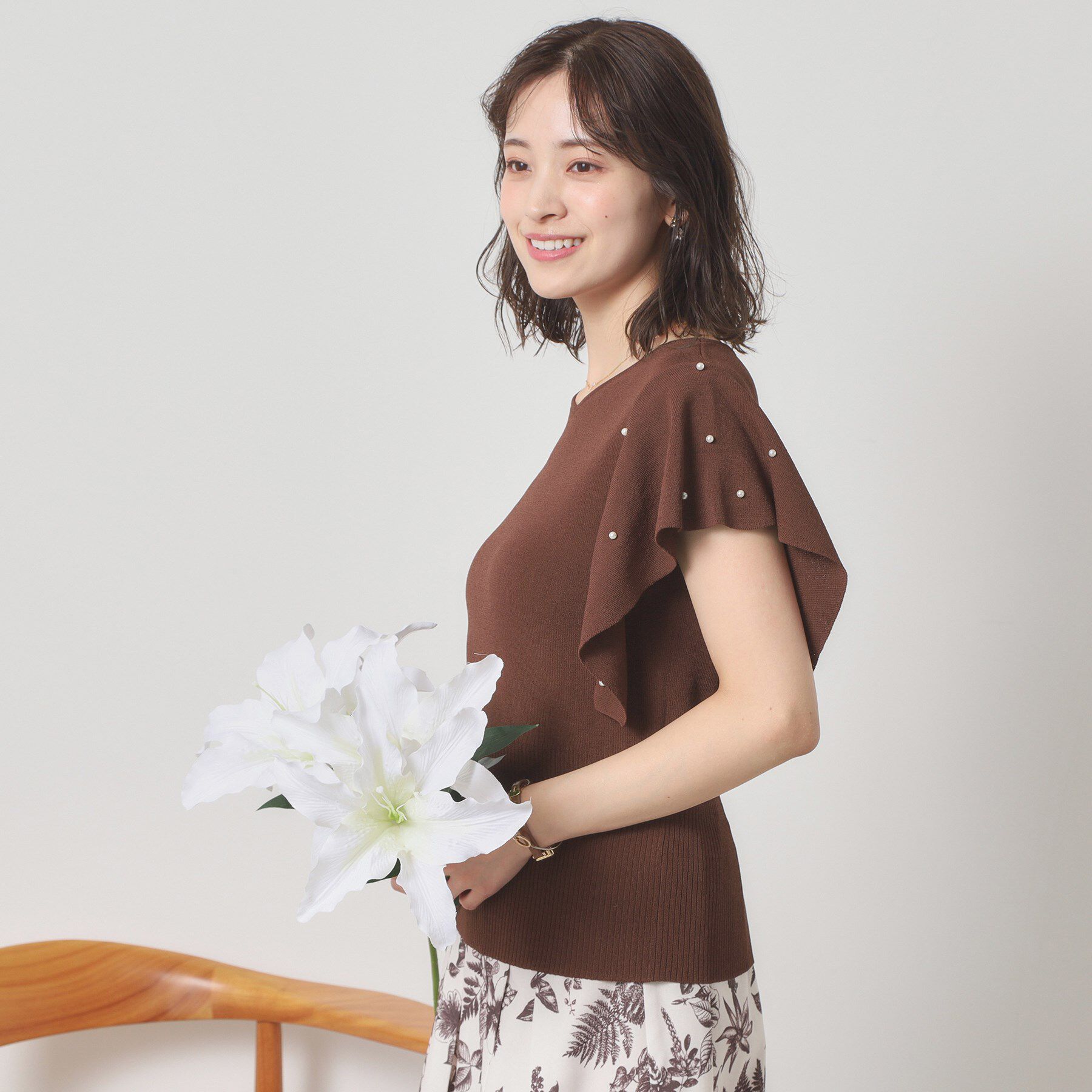 ITS&rsquo;DEMO「【さらりタッチ／手洗い可】パール調フレア袖ニット」|ニット・セーター|