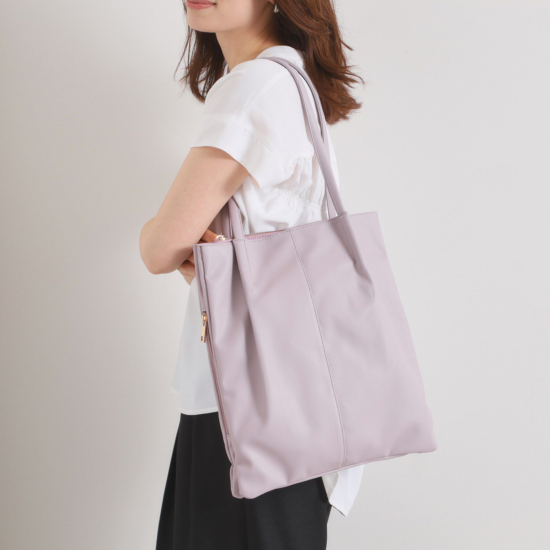 ITS&rsquo;DEMO「【A4対応】三層タックトート」|トートバッグ|ラベンダー(080)