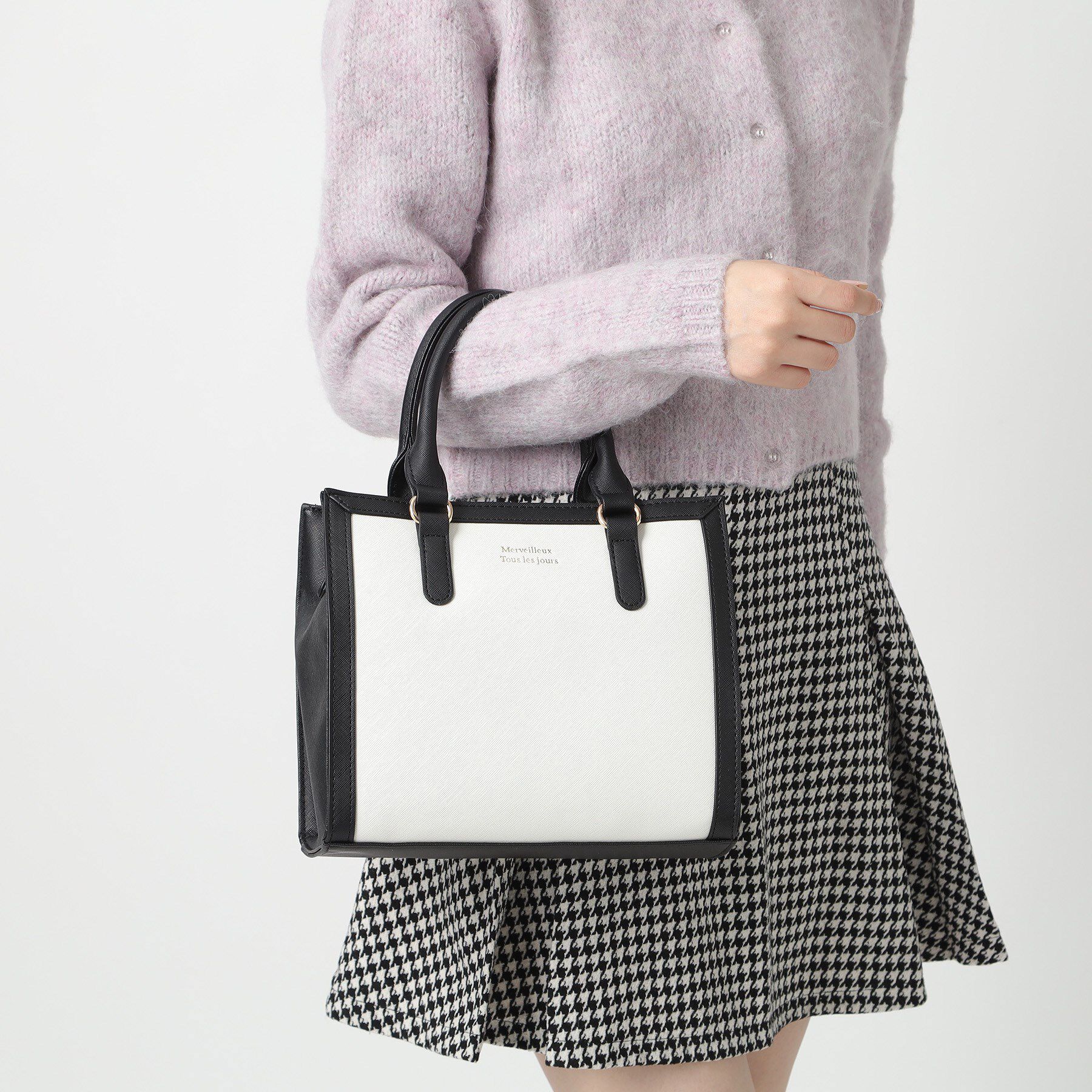 Ober Tashe「バイカラー2WAYスクエアショルダーミニトートバッグ」|ショルダー・メッセンジャー|