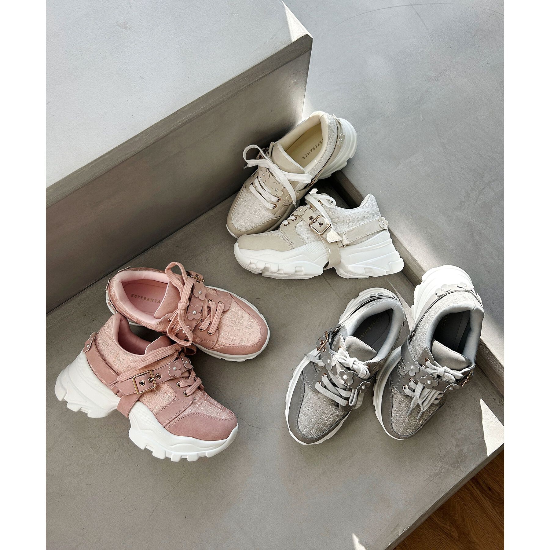 ESPERANZA「フラワーベルト厚底スニーカー」|スニーカー|