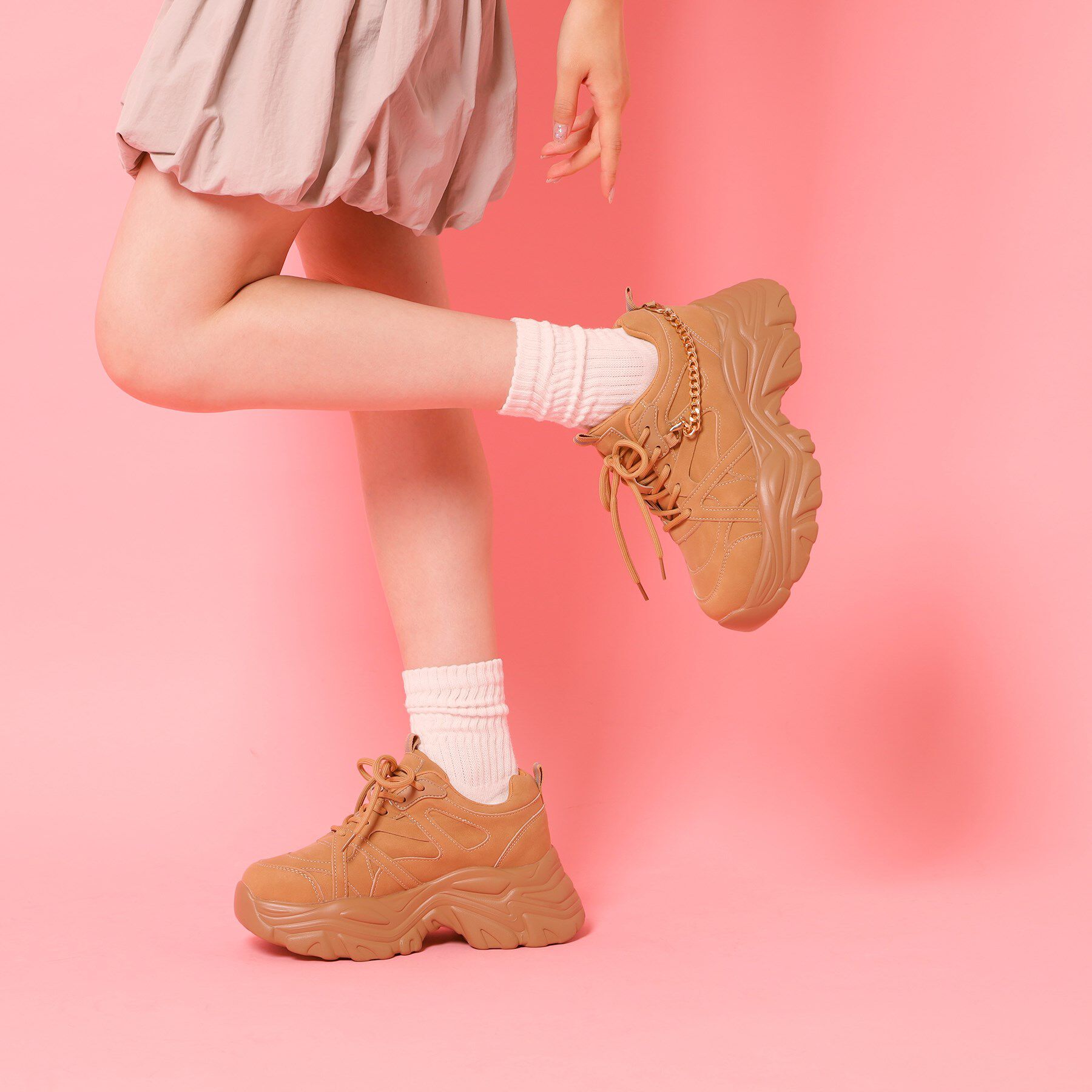 csT&P「【2WAYチェーン付き】軽量ボリュームソール厚底スニーカー」|スニーカー|