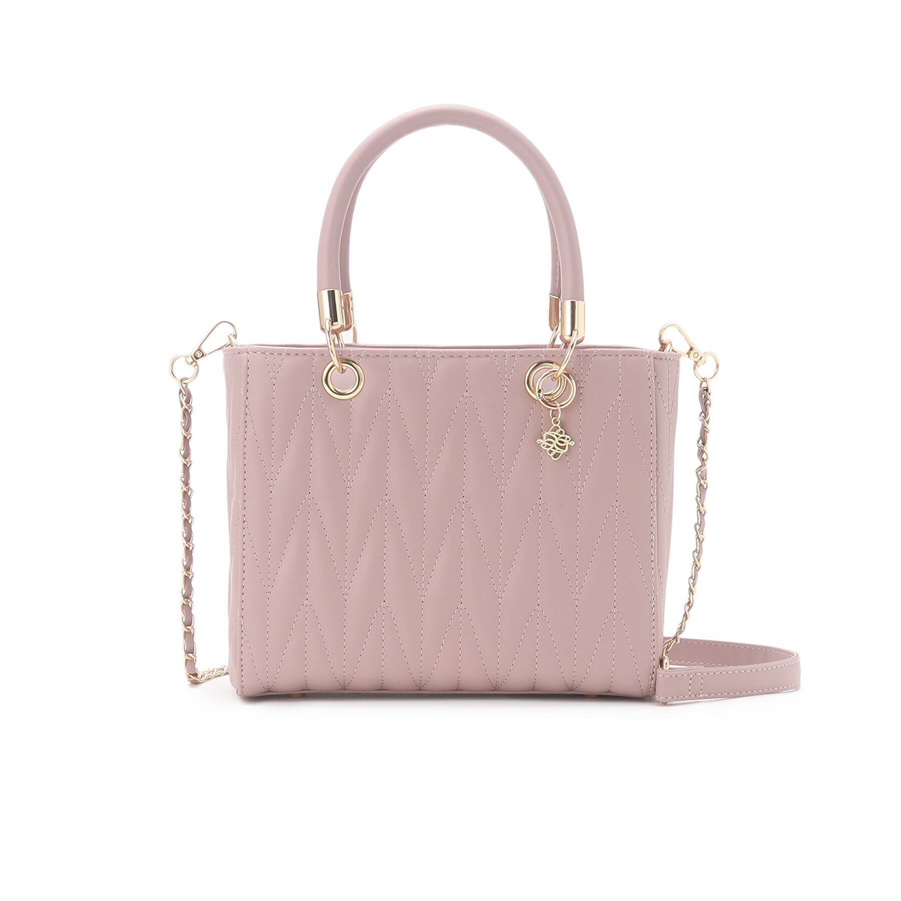 Ober Tashe「チャーム付きキルティング2WAYバッグ」|ハンドバッグ|ピンク(072)