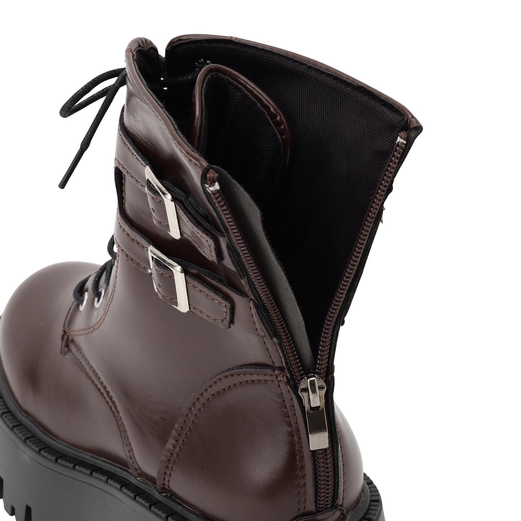 csT&P「厚底ダブルベルトレースアップブーツ」|ショートブーツ|