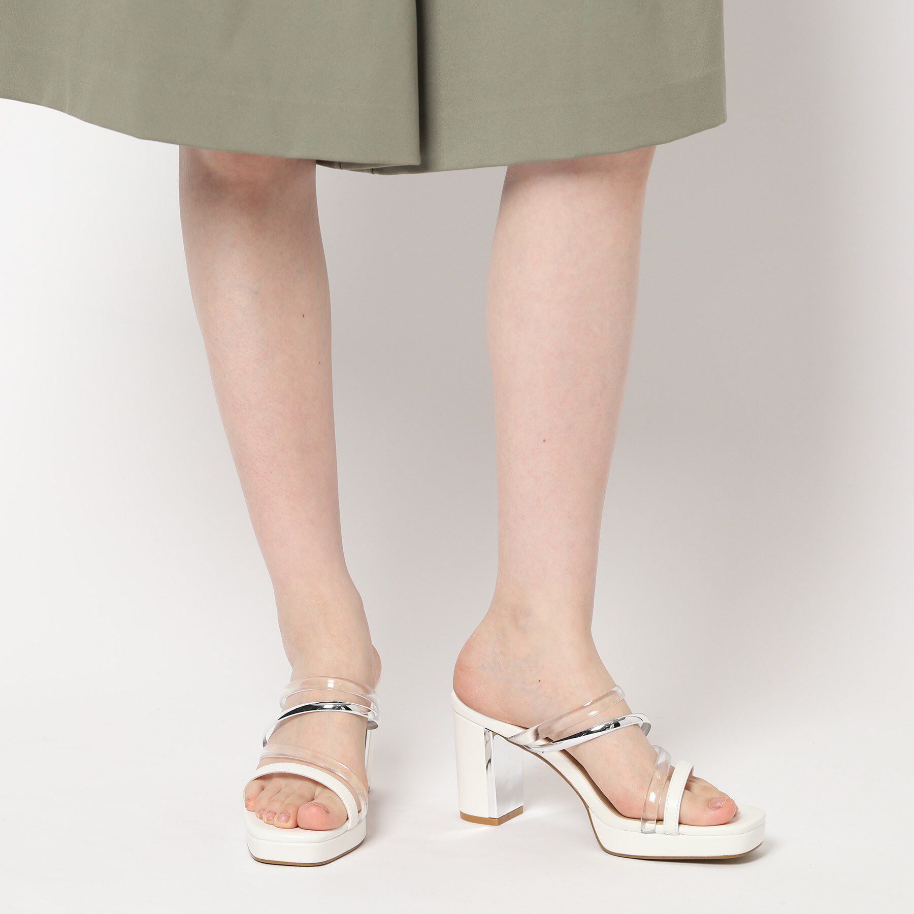 ESPERANZA「クリア&times;メタリックラインコンビヒールサンダル」|サンダル|