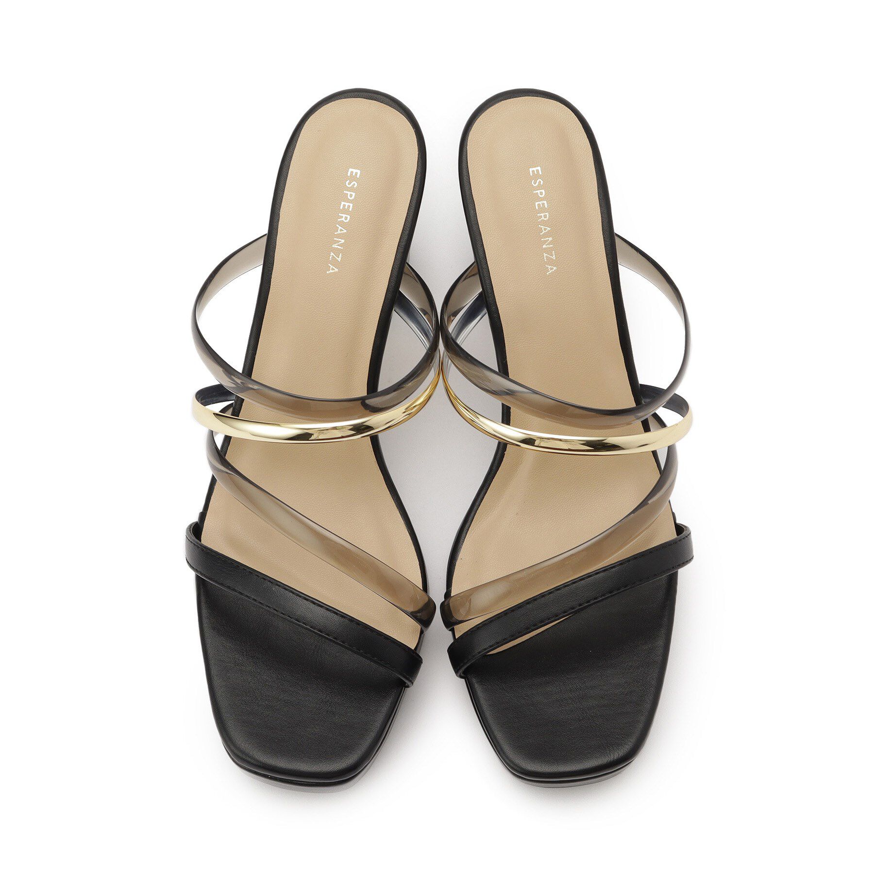 ESPERANZA「クリア&times;メタリックラインコンビヒールサンダル」|サンダル|