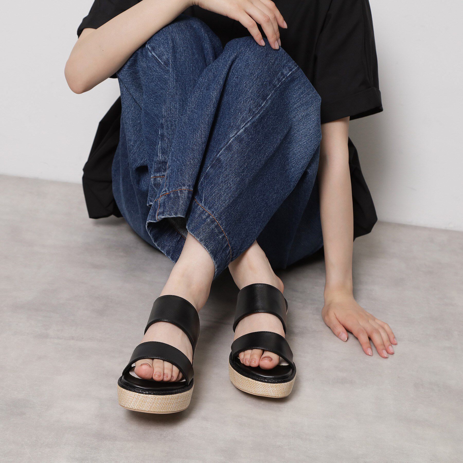 ESPERANZA「ラメラインウェッジミュール」|サンダル|