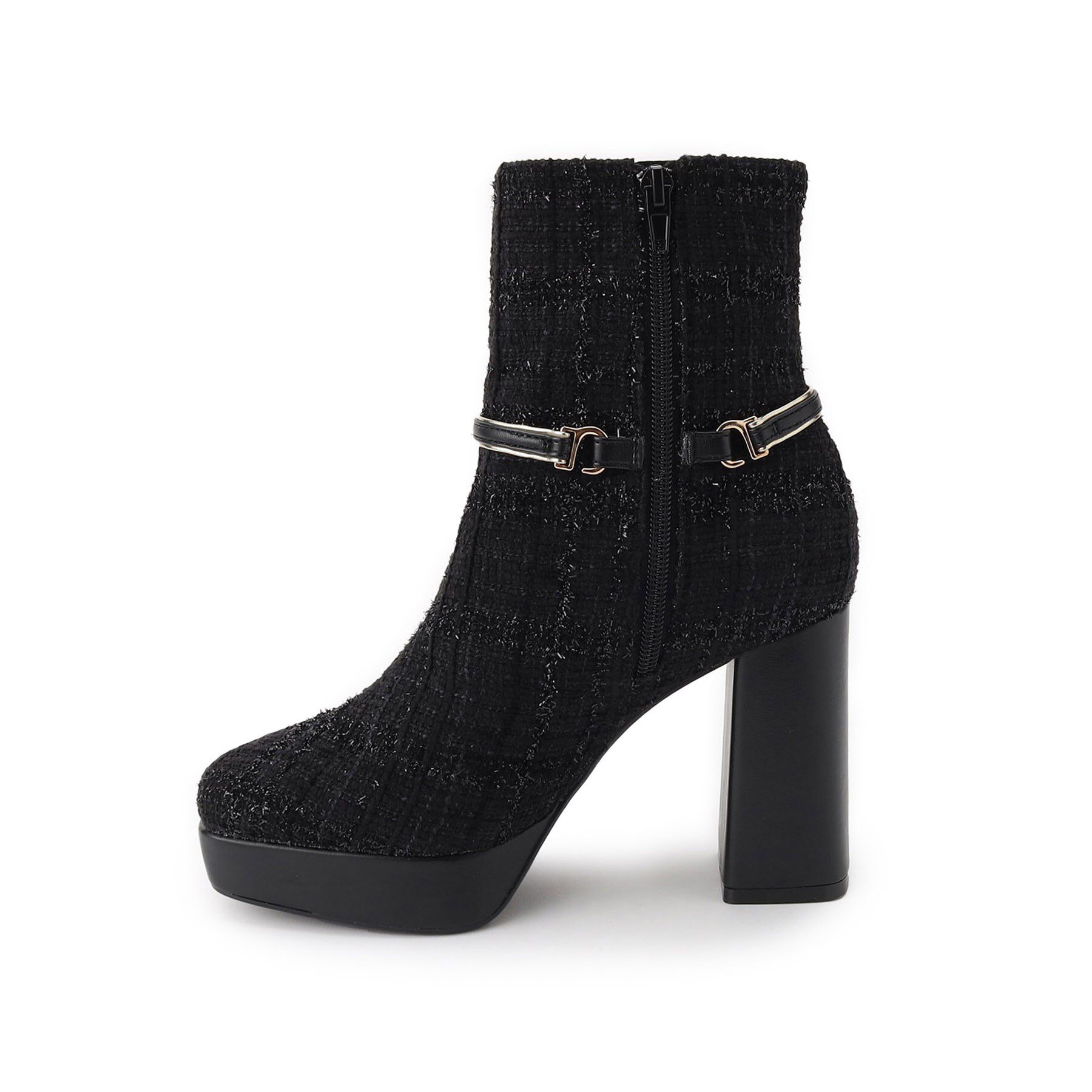 ESPERANZA「【EC先行販売】スクエアツイードショートブーツ」|ショートブーツ|