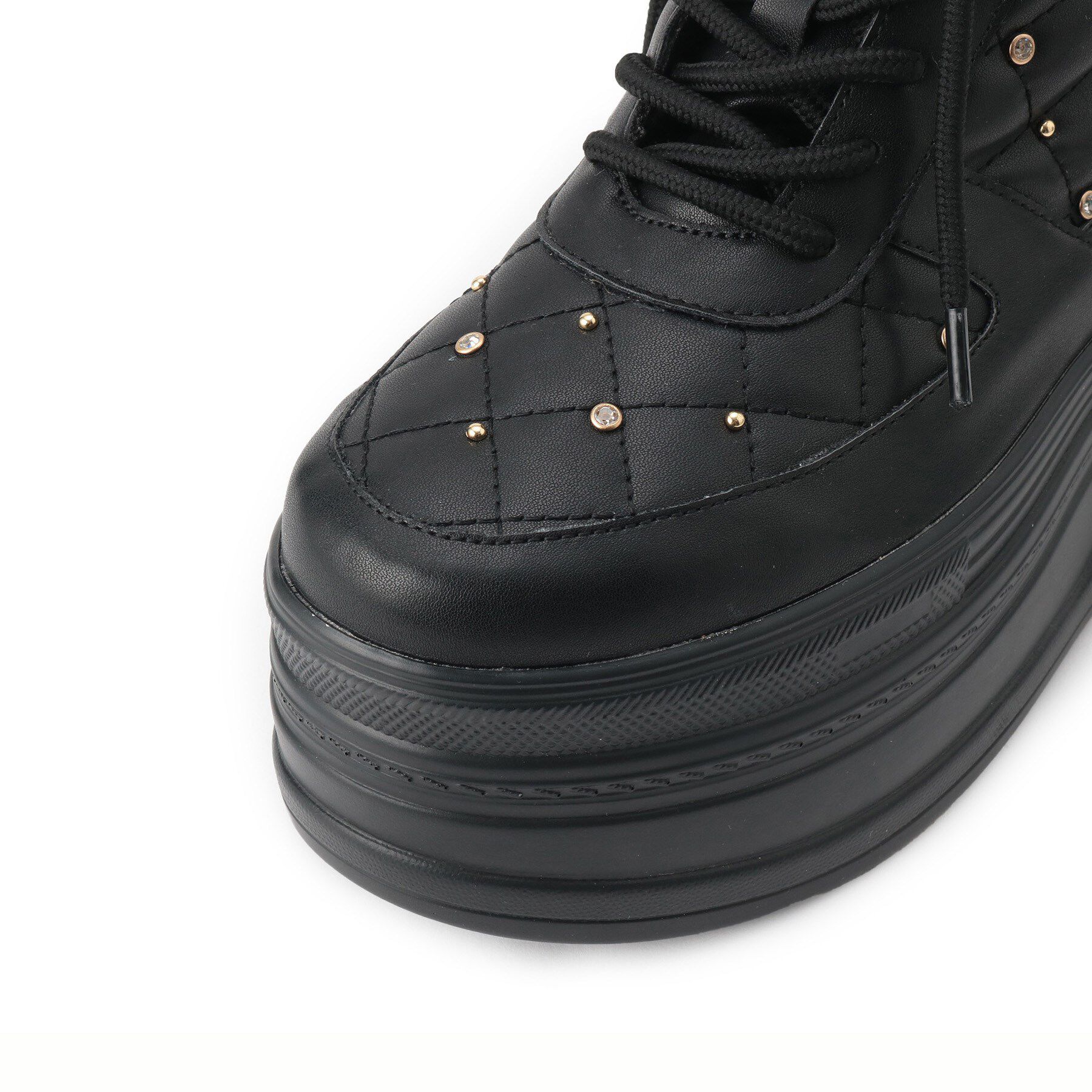 ESPERANZA「【EC先行販売】きゅんフィット厚底フラットキルティングスタッズスニーカー」|スニーカー|