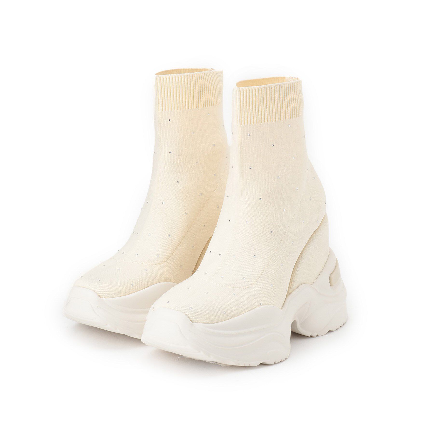 ESPERANZA「【EC先行販売】スニーカーソールラインストーンニットブーツ」|ショートブーツ|