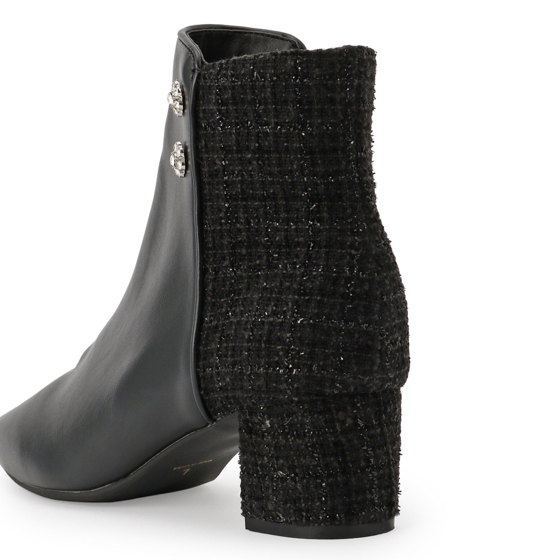 ESPERANZA「ビジュー付きツイードショートブーツ」|ショートブーツ|