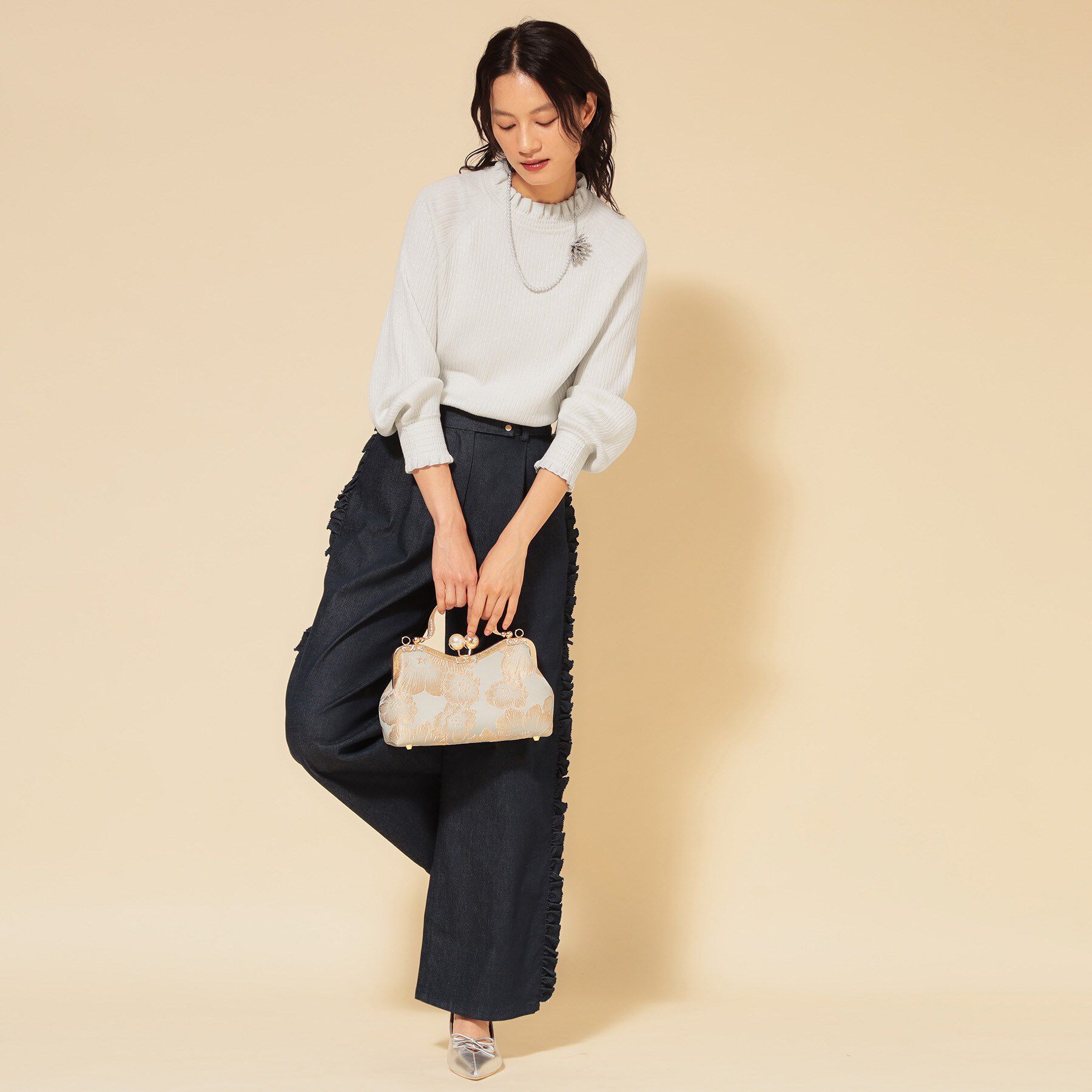 SunaUna「【COLLECTION LINE】フリルラメニット」|ニット・セーター|