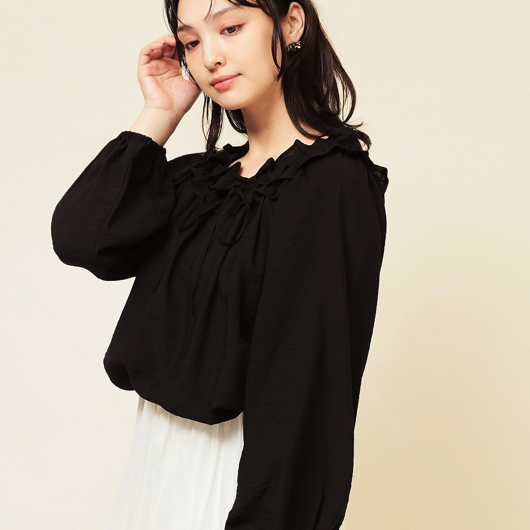 SunaUna「【衿フリル／衿調節可】リボンブラウス」|シャツ・ブラウス|