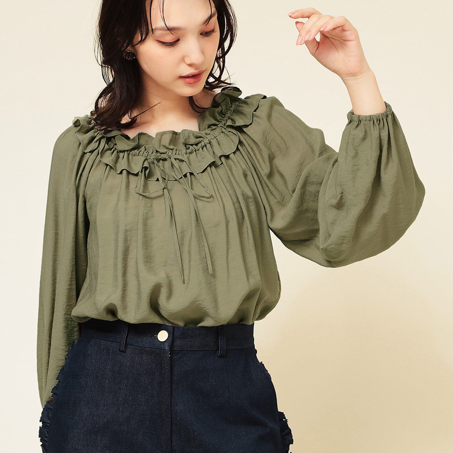 SunaUna「【衿フリル／衿調節可】リボンブラウス」|シャツ・ブラウス|